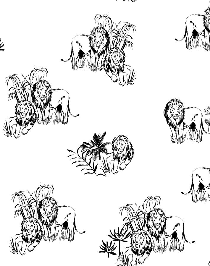 Foliage Lions Wallpaper by Tea Collection - Premium Onyx Design for Nursery, Kids Room & Home Decor