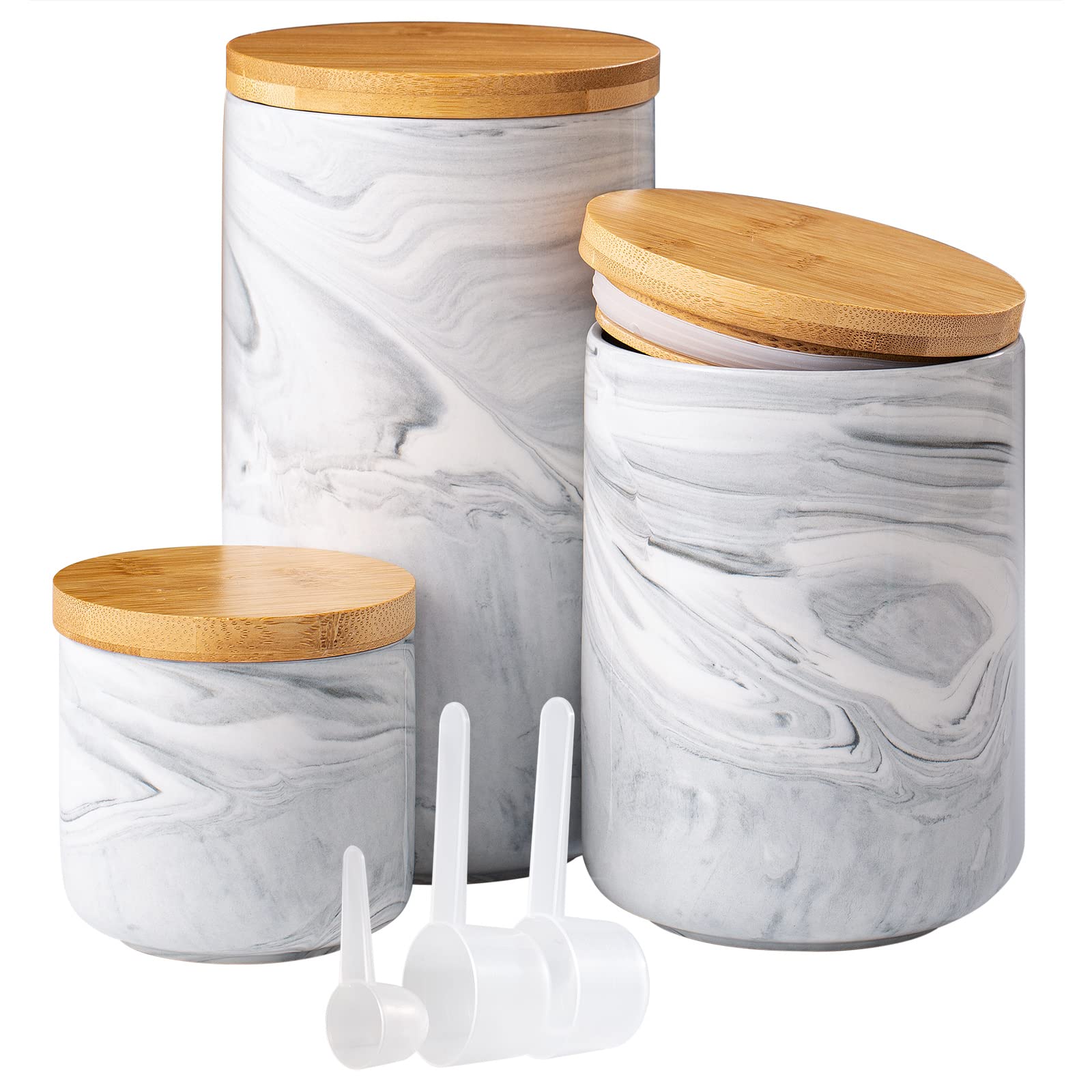 Premium Ceramic Coffee Canister with Airtight Lid - Kitchen Food Storage Container for Ground Coffee, Tea, Sugar & Spices - Ideal for Pantry Organization & Countertop Display