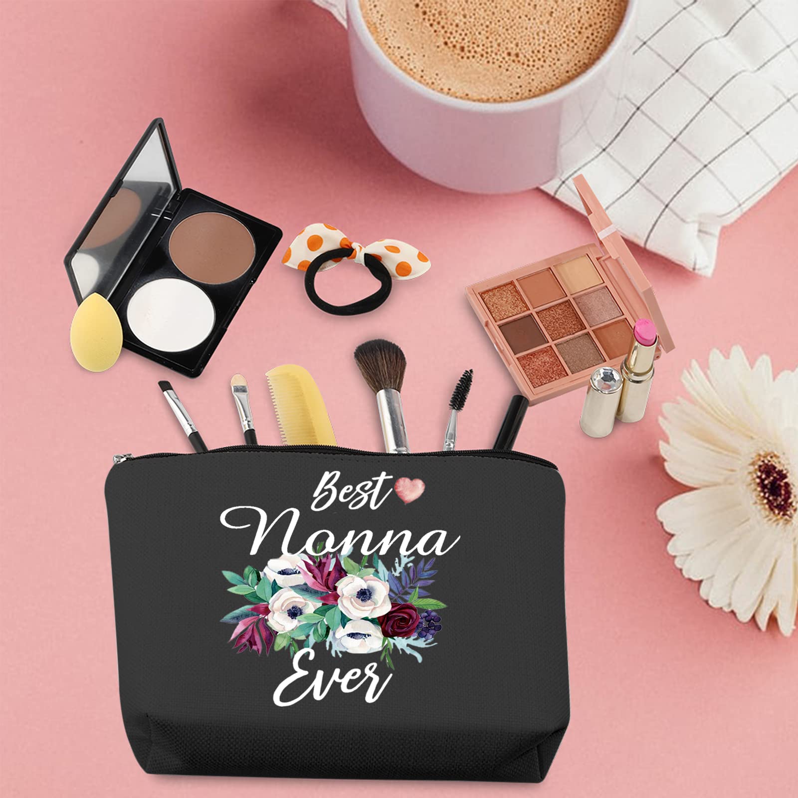 TSOTMO Best Nonna Ever Gift - Thoughtful Grandma Gift from Grandchild - Premium Nonna Makeup Bag for Travel & Daily Use | Perfect for Birthdays, Mother's Day & Special Occasions