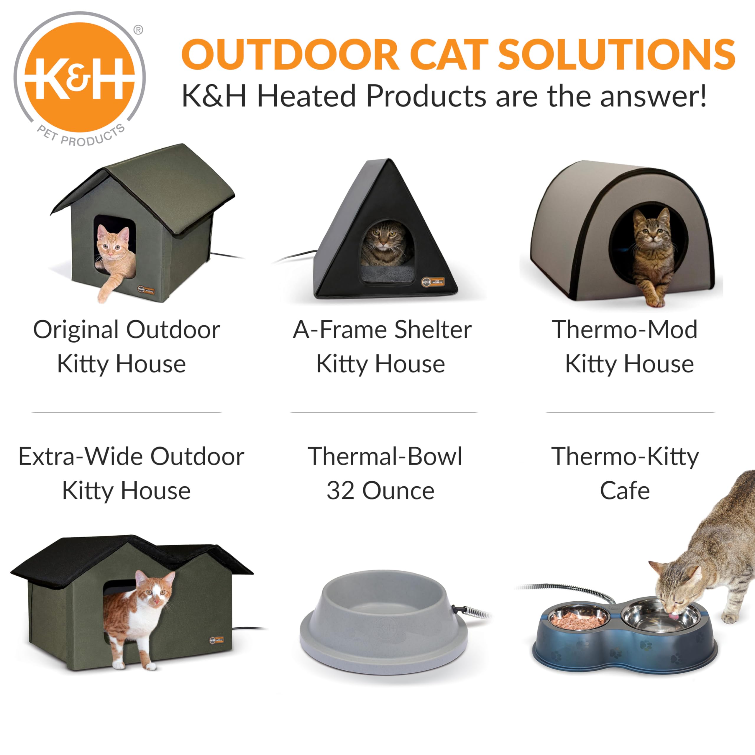 Heated Outdoor Cat House for Winter - Extra-Wide Insulated Shelter with 2 Doors & Waterproof Heated Bed | Weatherproof Feral Cat Shelter | Safety Certified Olive Green Pet House for Outdoor Use in Cold Weather