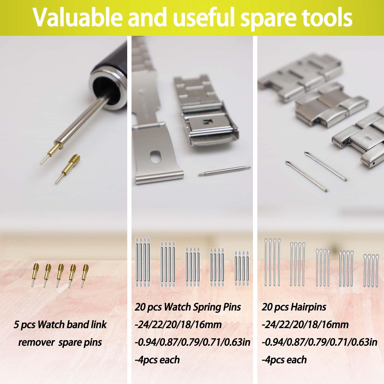 Watch Band Link Removal Tool Kit - Professional Watch Strap Sizing & Adjustment Set with Spring Bars, Pins & Hammer for Bracelet Resizing (Black) | Perfect for Watch Repair, Maintenance & DIY Jewelry Adjustments