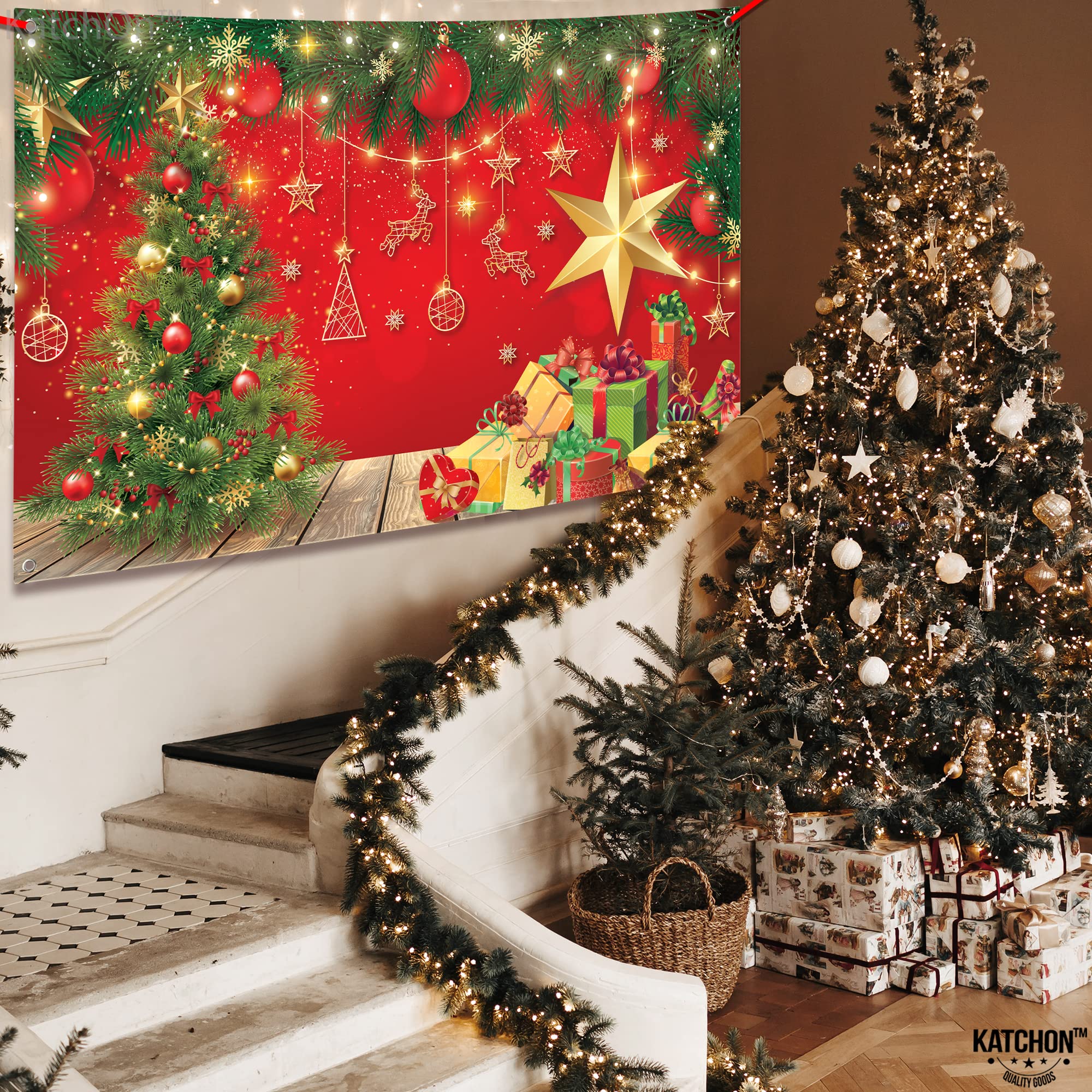 KatchOn Extra Large Christmas Banner - 72x44 Inch Holiday Decor for Parties, Wall & Photo Backdrop | Merry Christmas Party & Home Decoration | Perfect for Festive Gatherings, Family Photos & Seasonal Celebrations