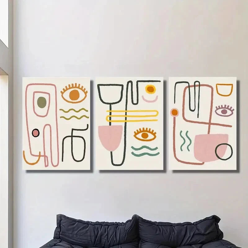 3-Piece Minimalist Line Drawing Human Faces Wall Art Set - Framed Canvas 40x60cm | High Quality Print | 100% Australian Made | Ready to Hang | Perfect for Living Room, Bedroom & Office Decor