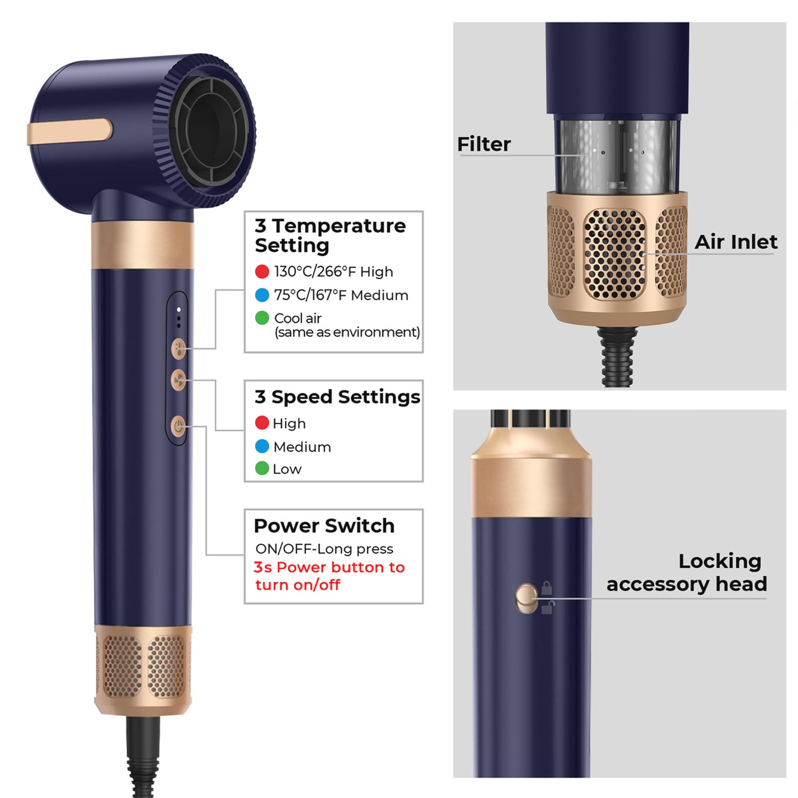 Yitrust Professional Ionic Hair Dryer Brush - 11000 RPM Hot Air Styler with Auto-Rotating Curling Brush | 7-in-1 Multifunctional Hair Tool for Blow Drying, Styling & Creating Curls | Perfect for Home Use, Salon Styling & Travel Hair Care