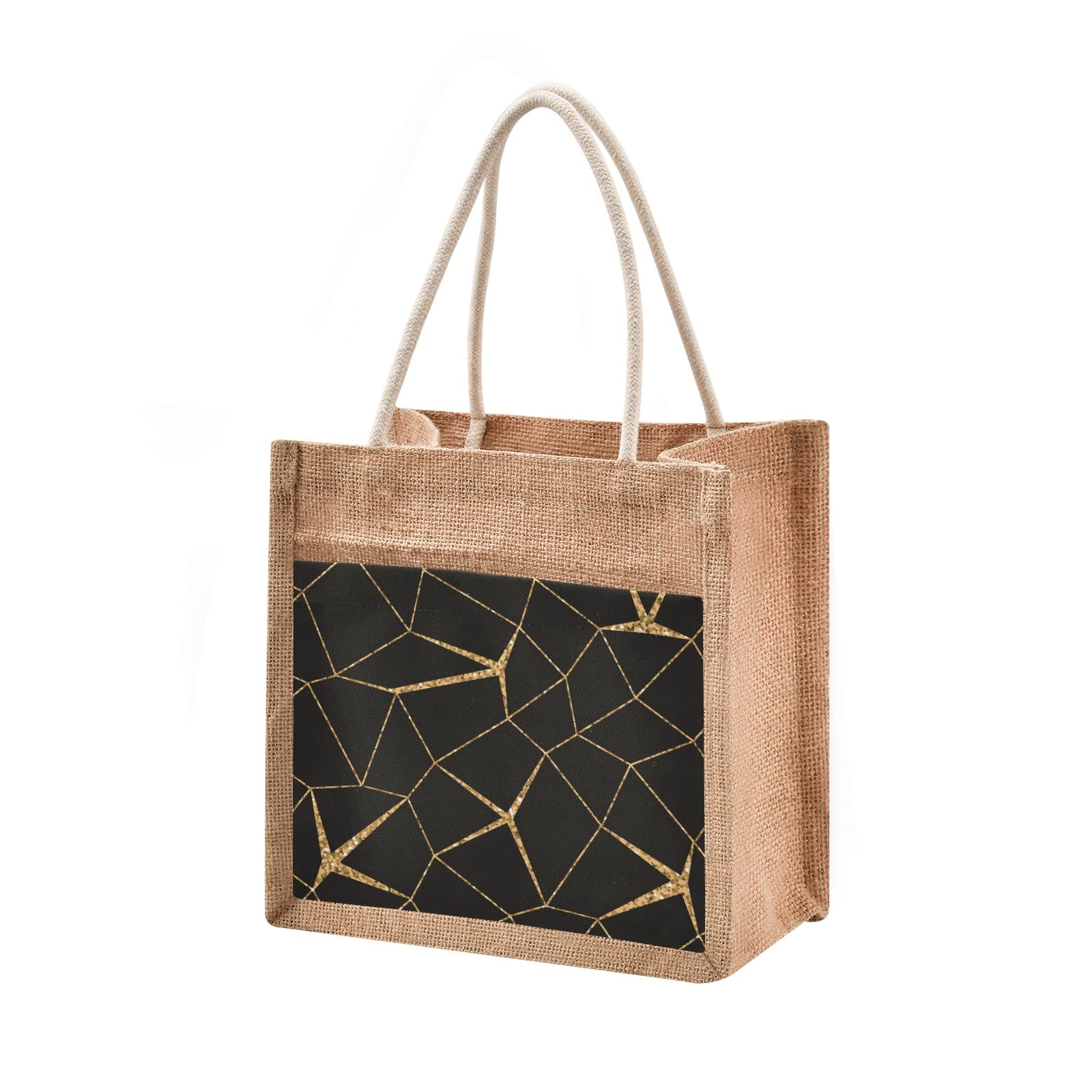 Premium Golden Mesh Jute Tote Bag - Waterproof Reusable Grocery Shopping Bag for Women, Eco-Friendly Beach Tote & Travel Carryall - Perfect for Farmers Market, Grocery Hauling & Beach Outings
