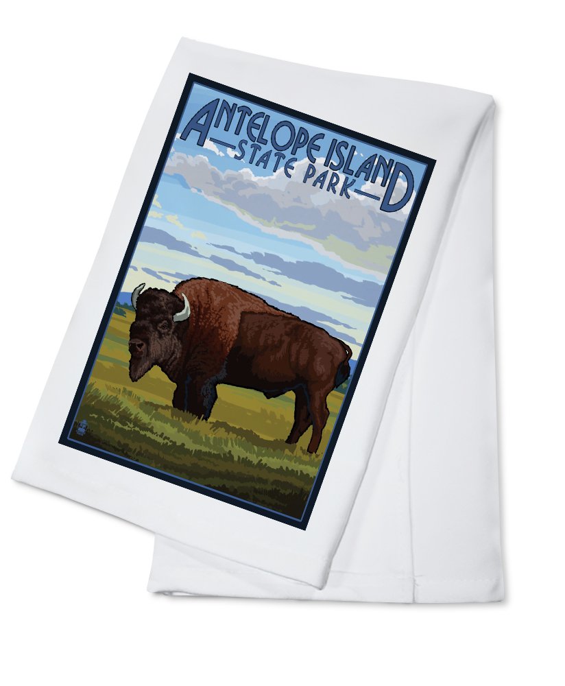 Antelope Island State Park Utah Bison and Field 100% Cotton Tea Towel - Decorative Hand Towel for Kitchen & Home Decor | Perfect for Dish Drying, Gift Giving, and Farmhouse Style Decor