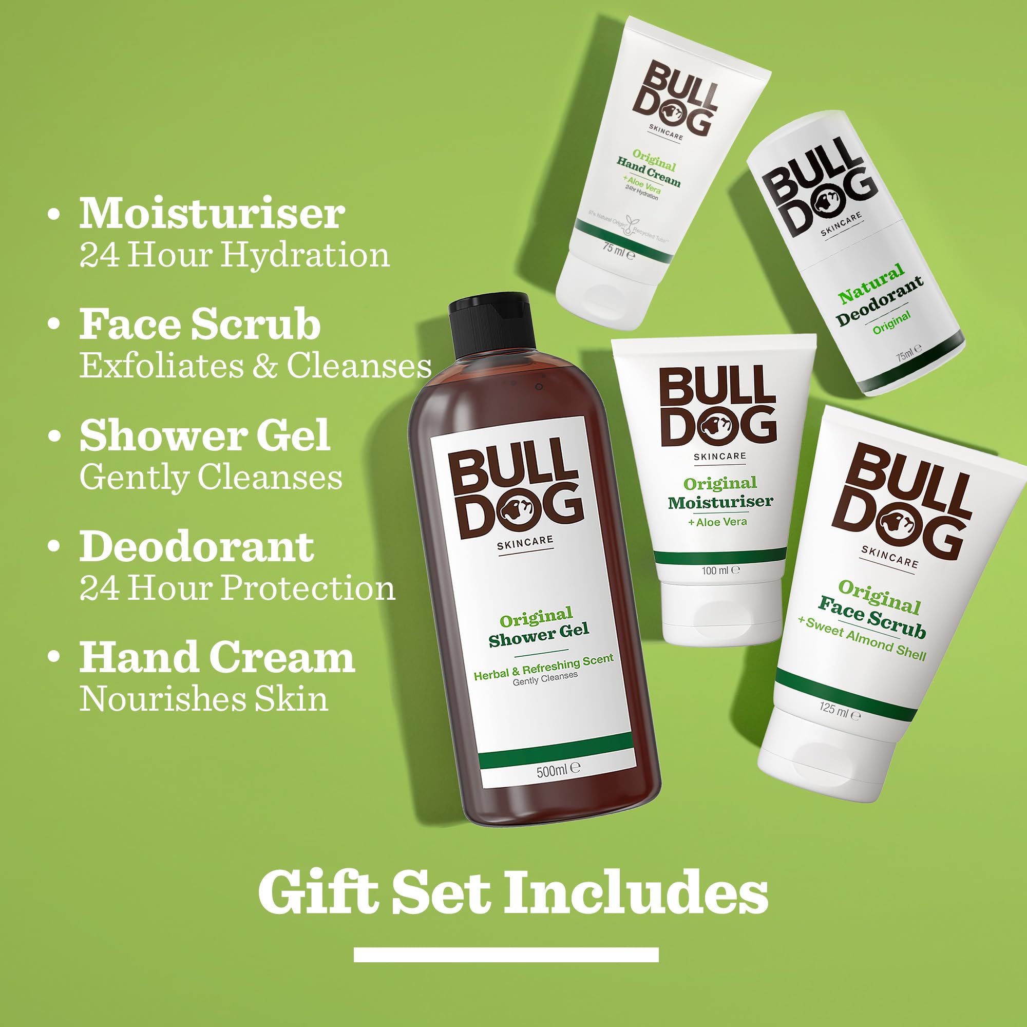 Bulldog Skincare Gift Set for Men - Natural Body Wash, Shave Gel & Moisturizer | Perfect for Grooming, Travel & Daily Skincare Routine