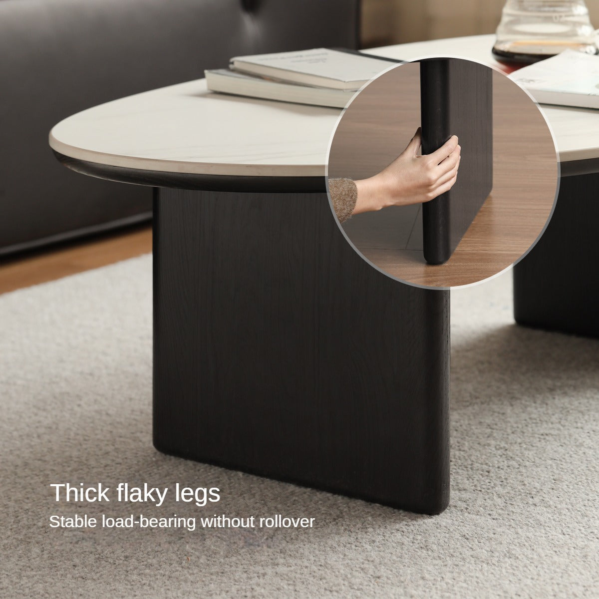 Solid Oak Wood Rock Slab Coffee Table - Rustic Modern Living Room Furniture for Home Decor & Entertainment Spaces