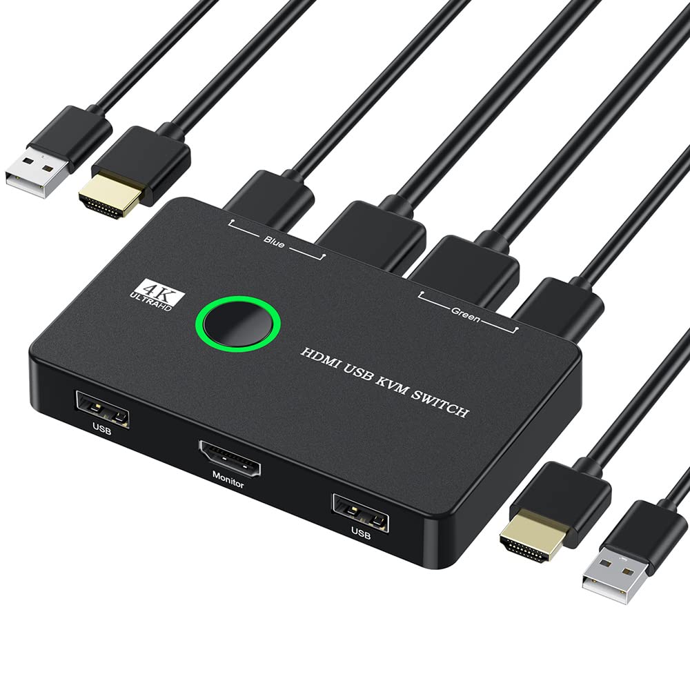 Best 4K KVM Switch for Dual Monitor Setup - USB 3.0 HDMI 2.0 Port Sharing for PC & Mac | Home Office & Gaming Station Solution
