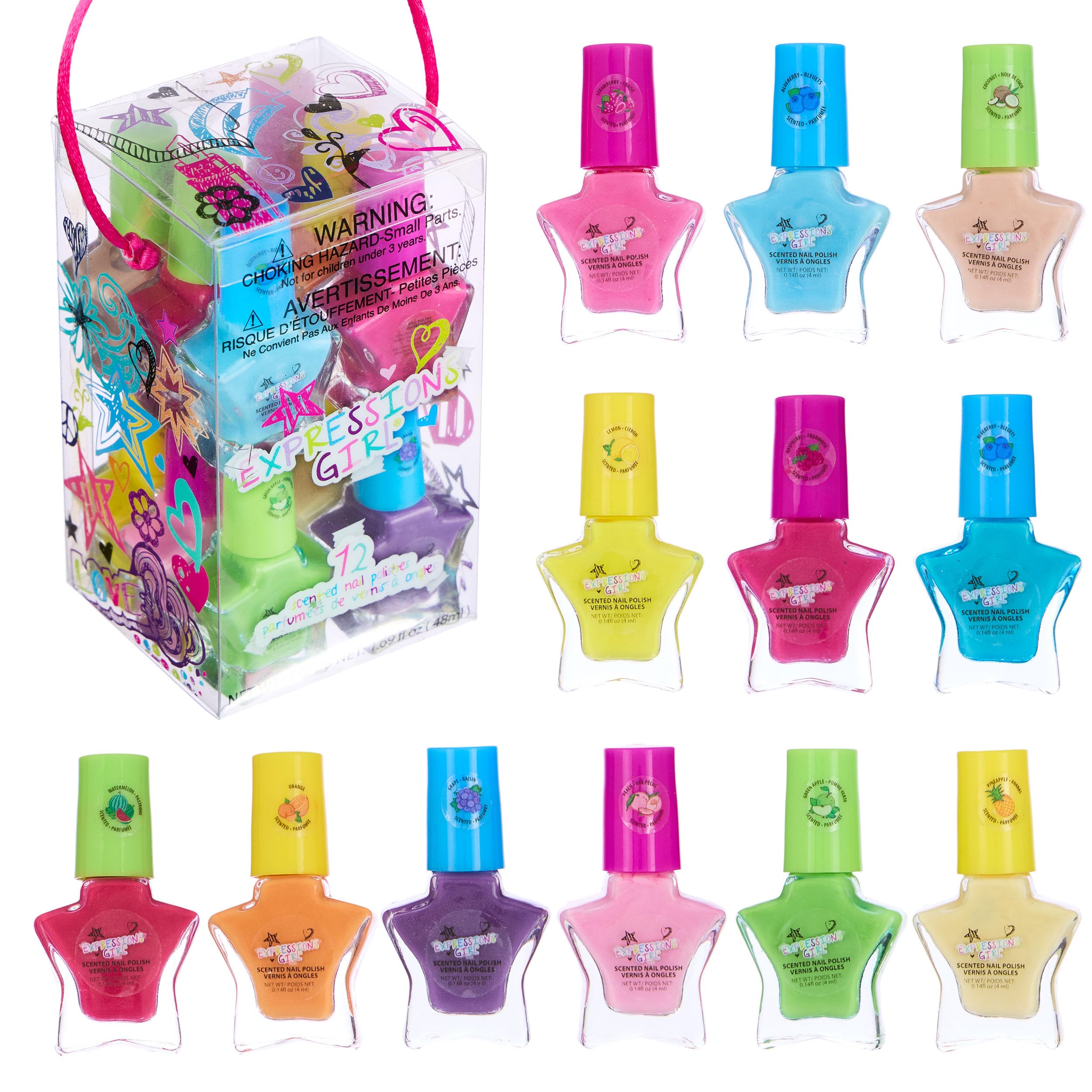12pc Scented Nail Polish Set - Star-Shaped Mini Polishes for Girls | Manicure & Pedicure Kit for Parties & Gifts