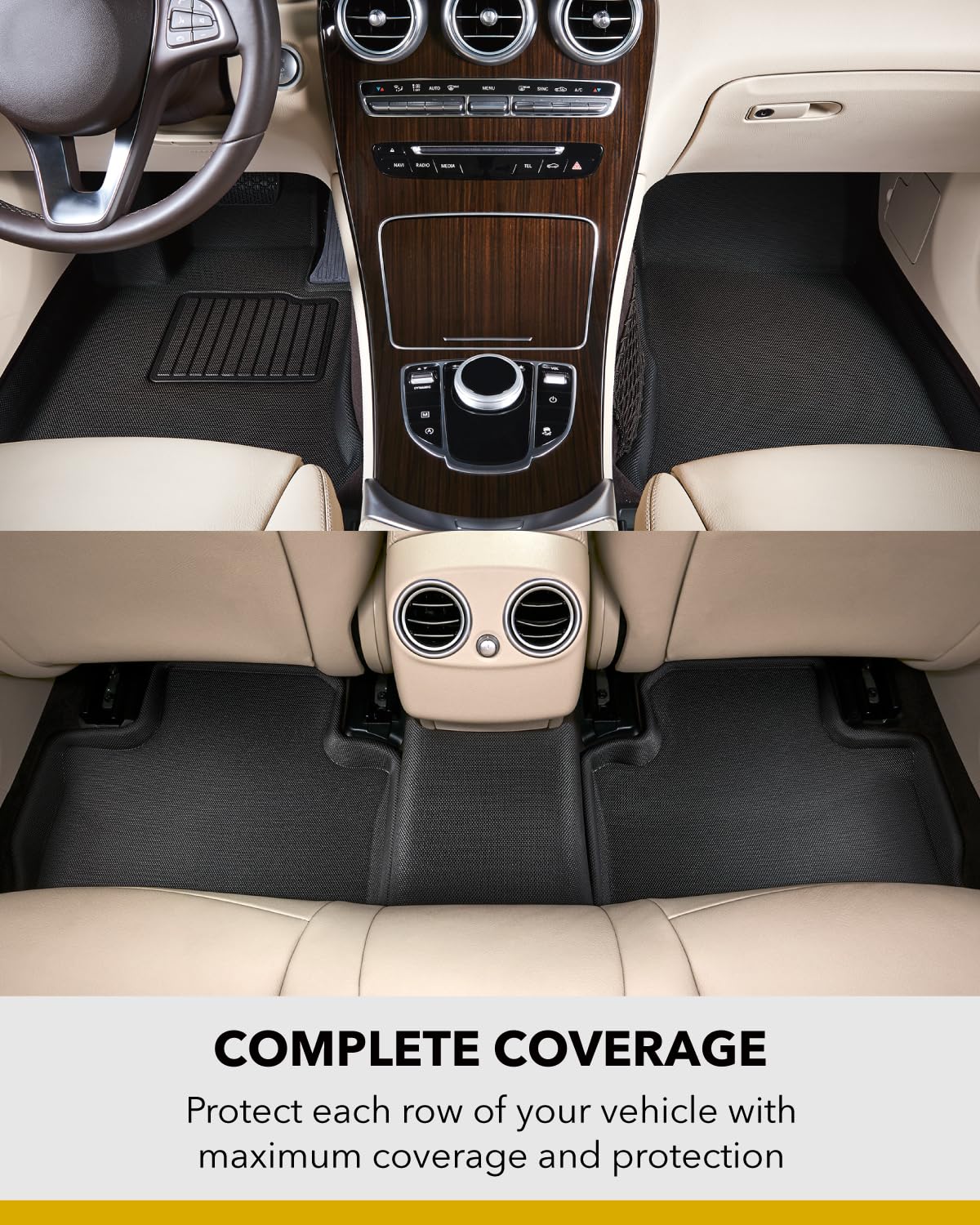 3D MAXpider Custom Fit All-Weather Floor Mats for 2022 Acura MDX 7-Seater (Kagu Series) - 4-Piece Set | Perfect for Road Trips, Family Outings & Daily Commutes