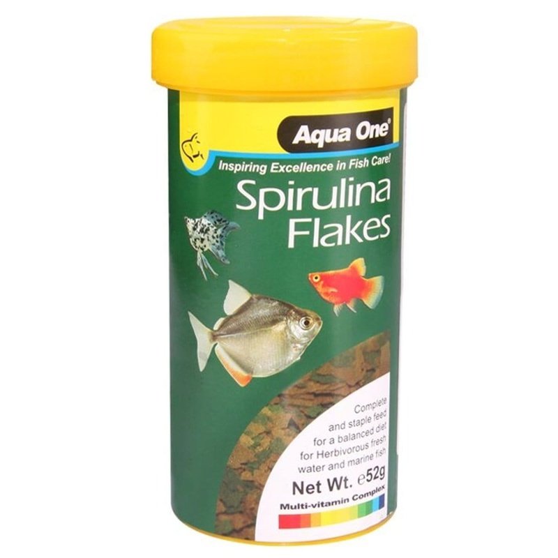 Premium Aqua One Spirulina Flakes for Tropical Fish - High Protein Fish Food for Enhanced Color & Growth - Ideal for Freshwater & Saltwater Aquariums