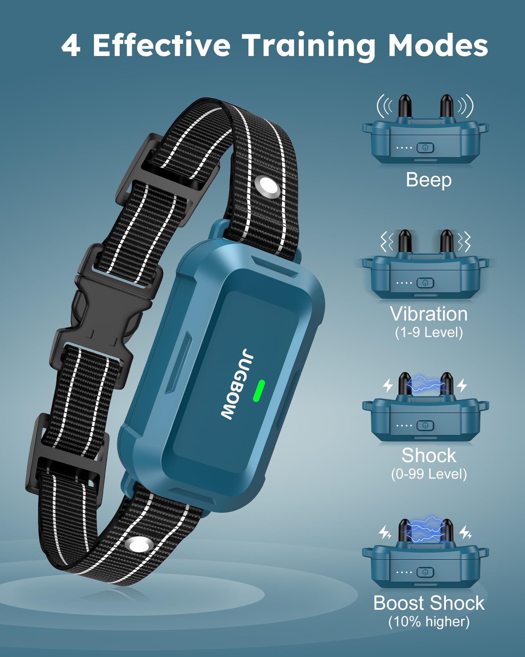 Jugbow Dog Training Collar - 4200FT Remote Training Collar for Small Medium Large Dogs (5-120 lbs), Rechargeable Waterproof IPX8 E-Collar with Beep, Vibration & Safe Static Shock - Perfect for Outdoor, Hunting & Obedience Training
