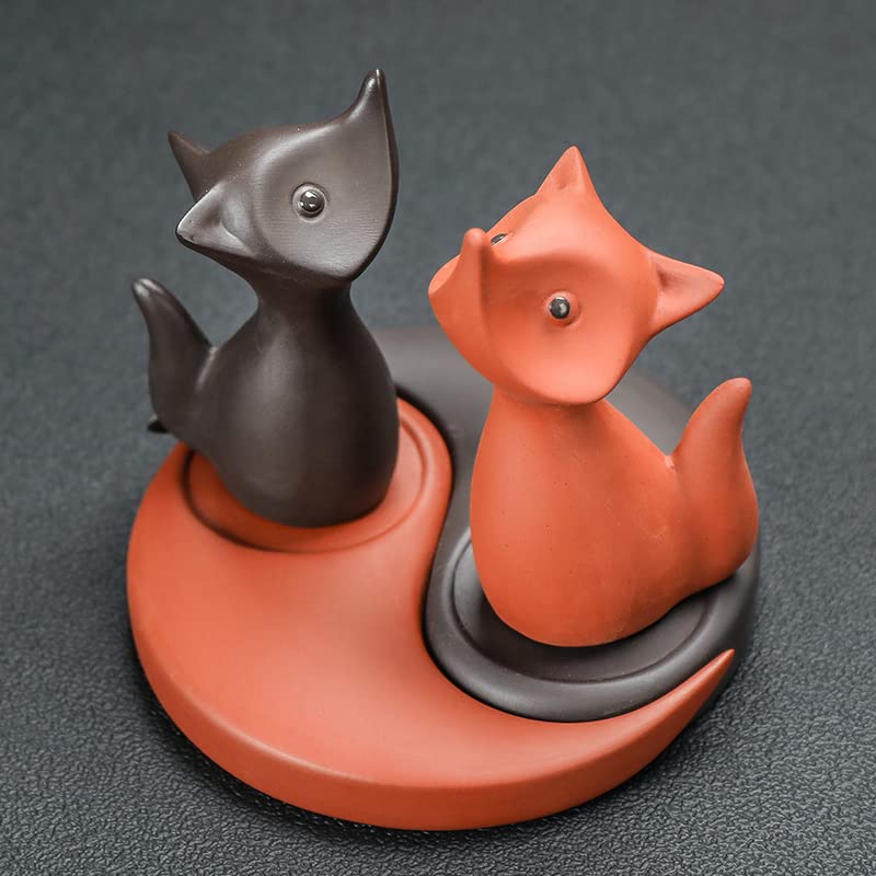 Handmade Purple Clay Fox Tea Pet for Kung Fu Tea Tray - Tea Ceremony Decor