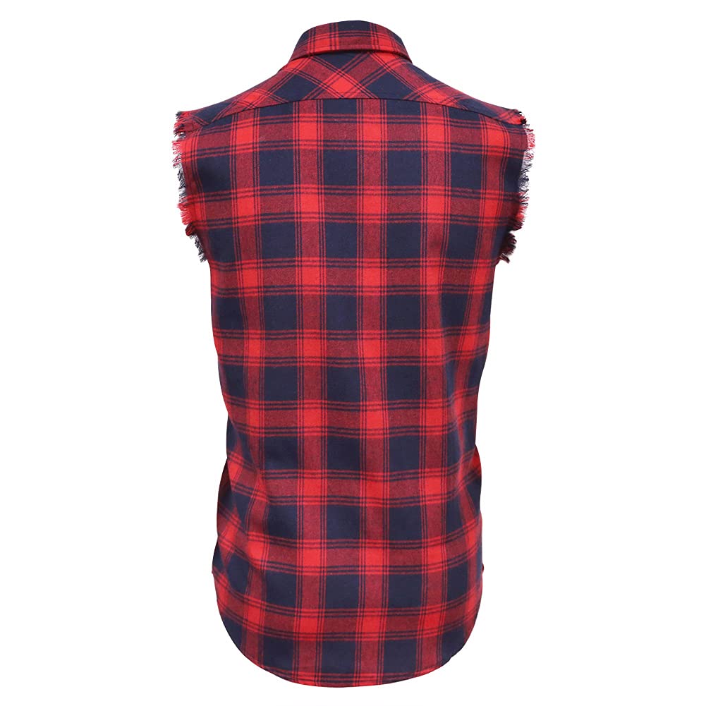 LOGEEYAR Men's Sleeveless Plaid Flannel Shirt - Button Down Casual Vest for Outdoor Camping, Hiking & Summer Fashion