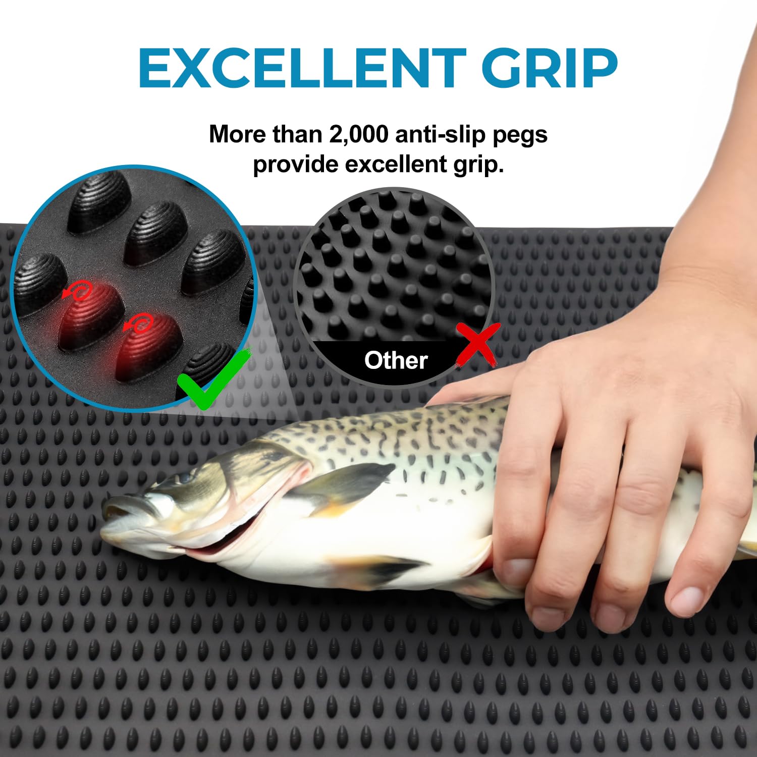 Premium Fish Fillet Mat - Non-Slip Portable Fish Cleaning Board for Easy Cutting & Filleting (14