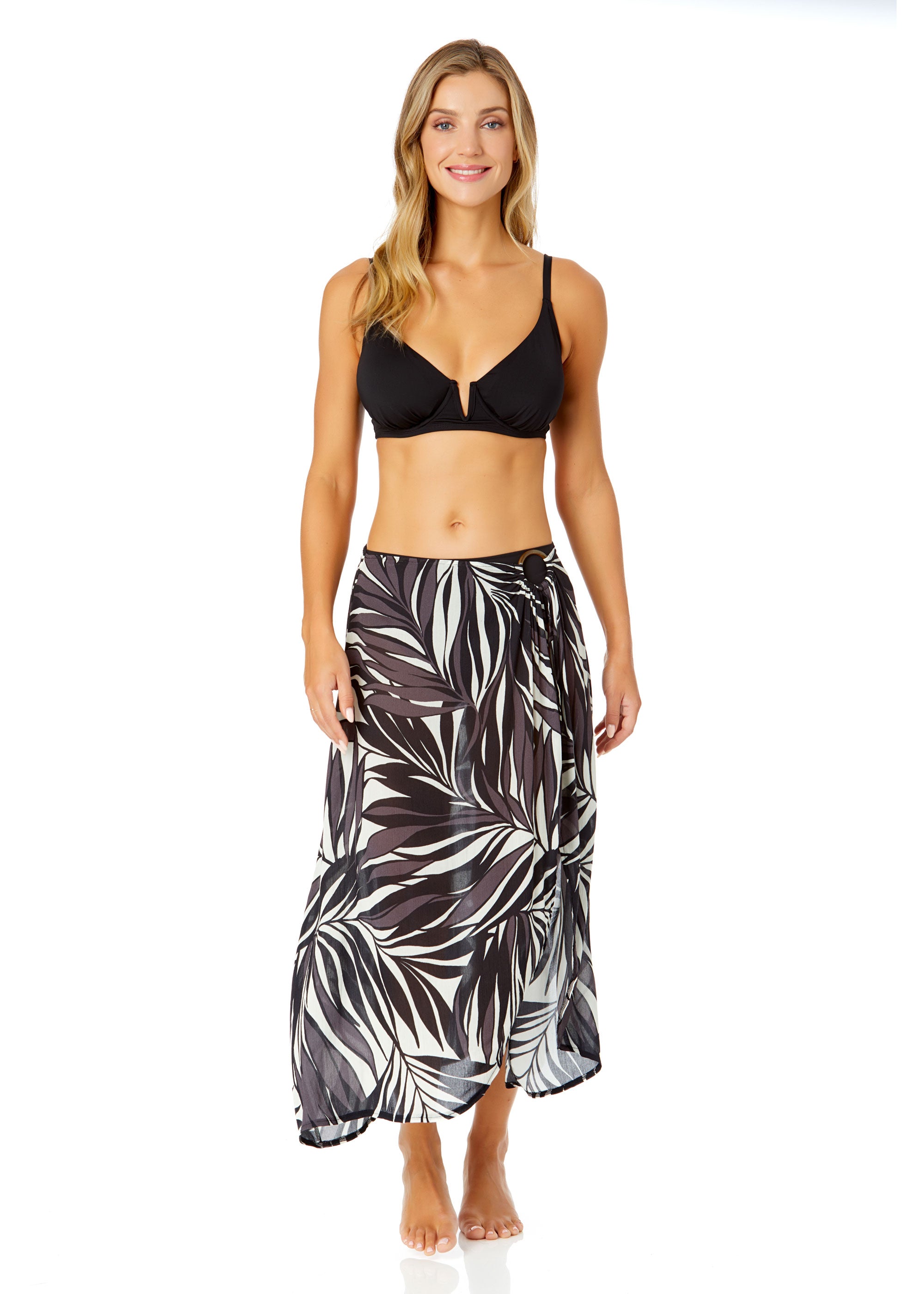 Women's Stylish Palm Print Sarong Skirt - Beach Cover Up Swimsuit Wrap for Summer Vacation & Poolside Lounging