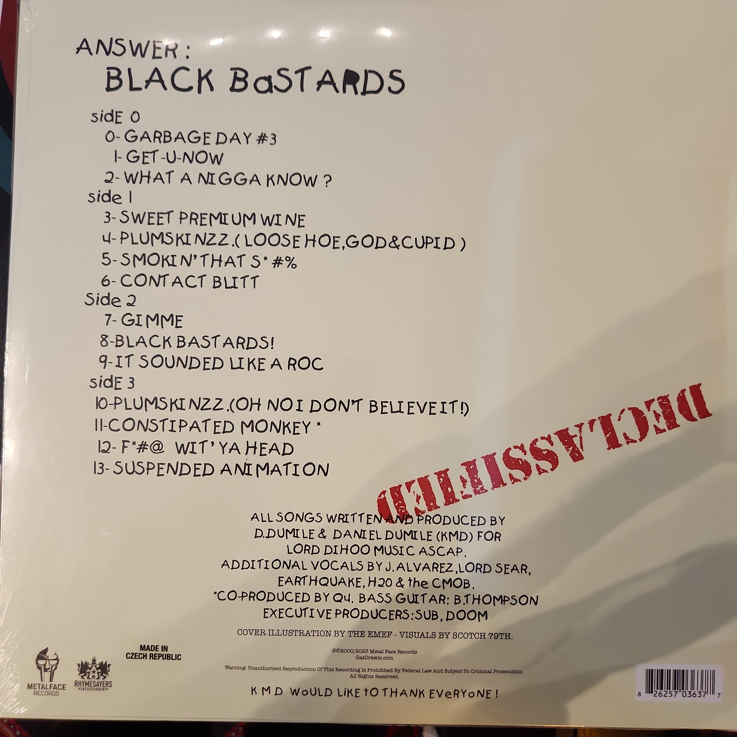 KMD (MF DOOM) Black Bastards Limited Edition Red Vinyl Double LP - Rare Hip Hop Collectible for Music Lovers & Vinyl Enthusiasts