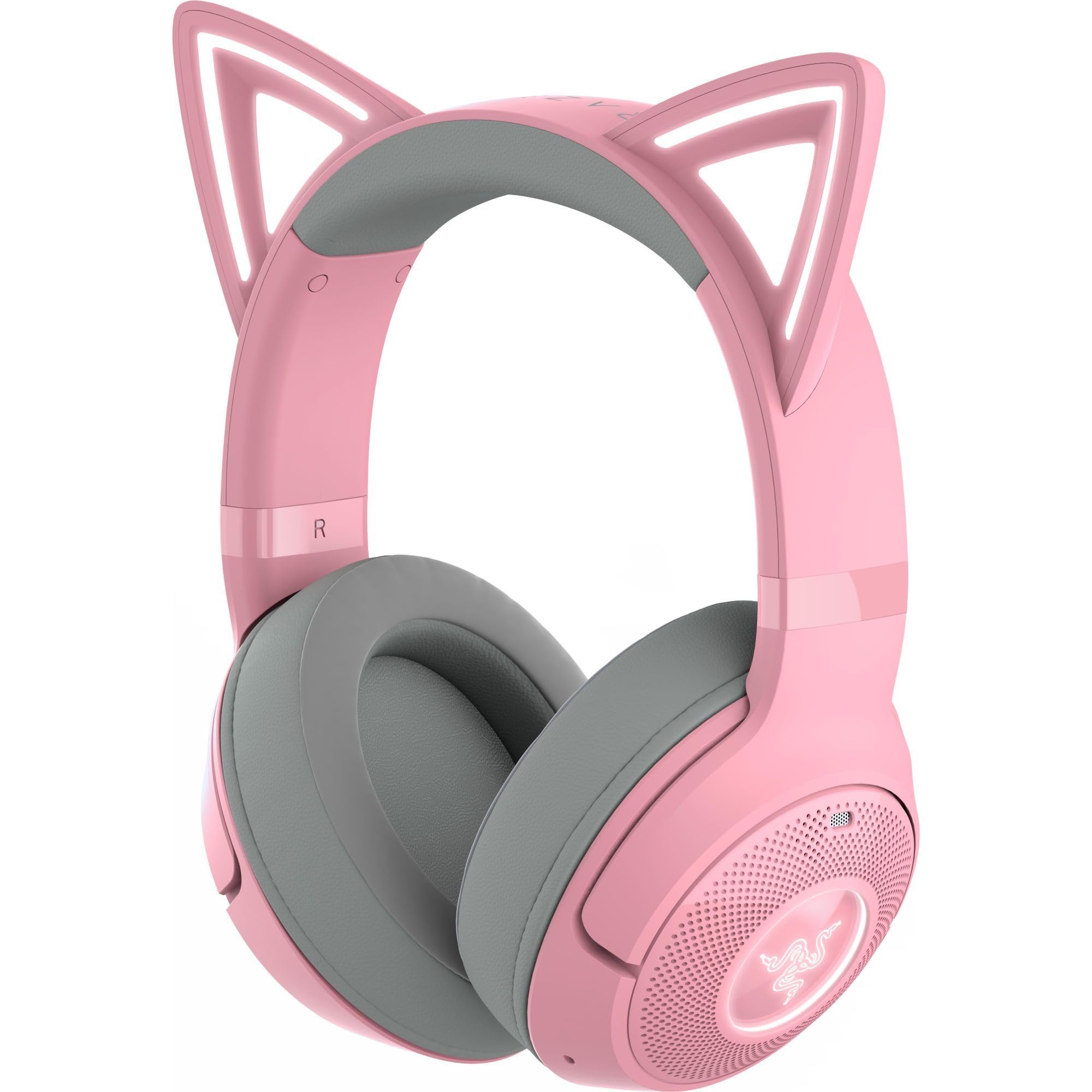 Razer Kraken Kitty V2 BT Wireless RGB Gaming Headset with Chroma Lighting - Bluetooth 5.2, 40mm Drivers, Noise Cancelling Mic - Lightweight Design, 40-Hour Battery, USB-C Charging (Quartz Pink) - Perfect for PC Gaming, Streaming & Mobile Use