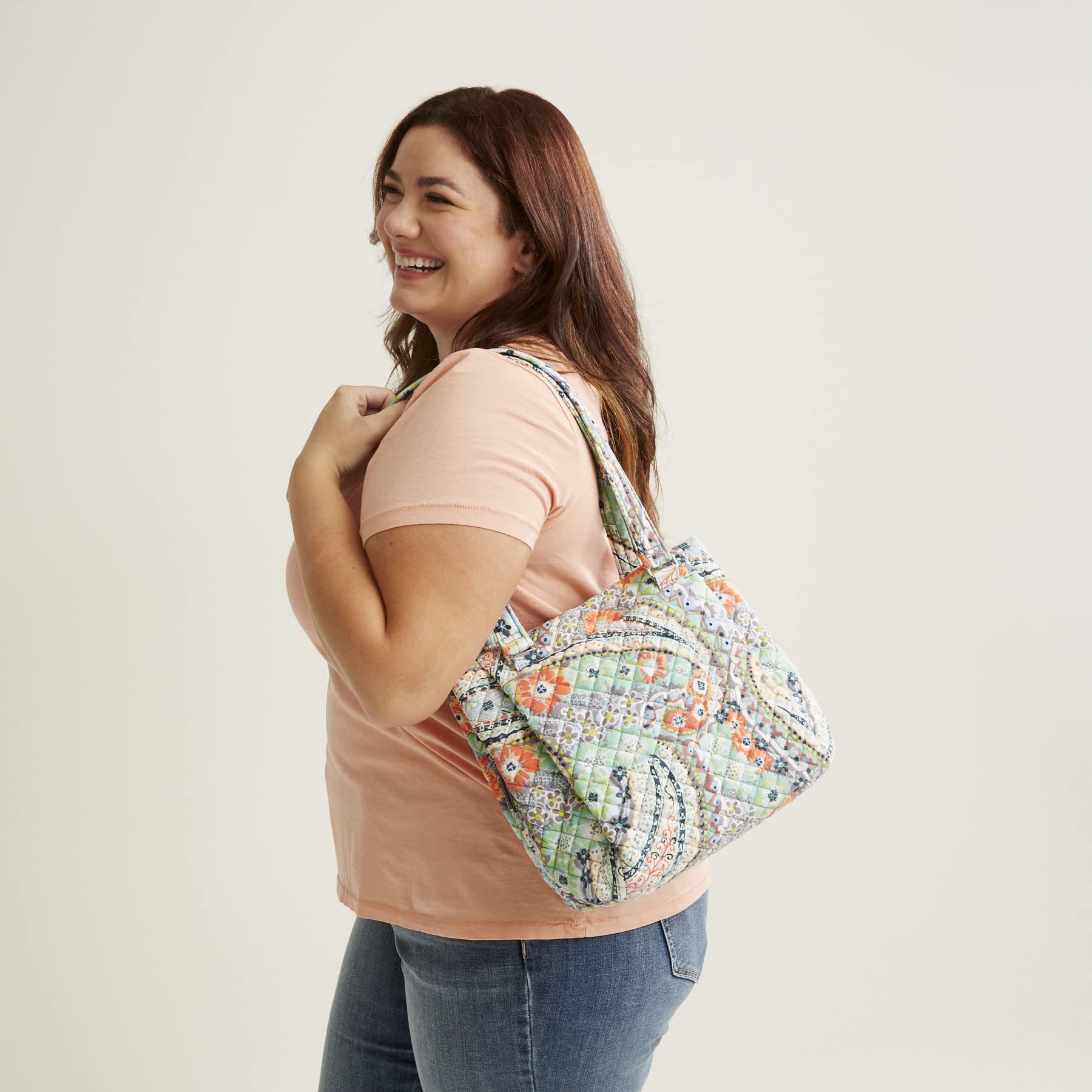 Vera Bradley Women's Cotton Multi-Compartment Shoulder Bag - Stylish Satchel Purse with Multiple Pockets for Work, Travel & Everyday Use