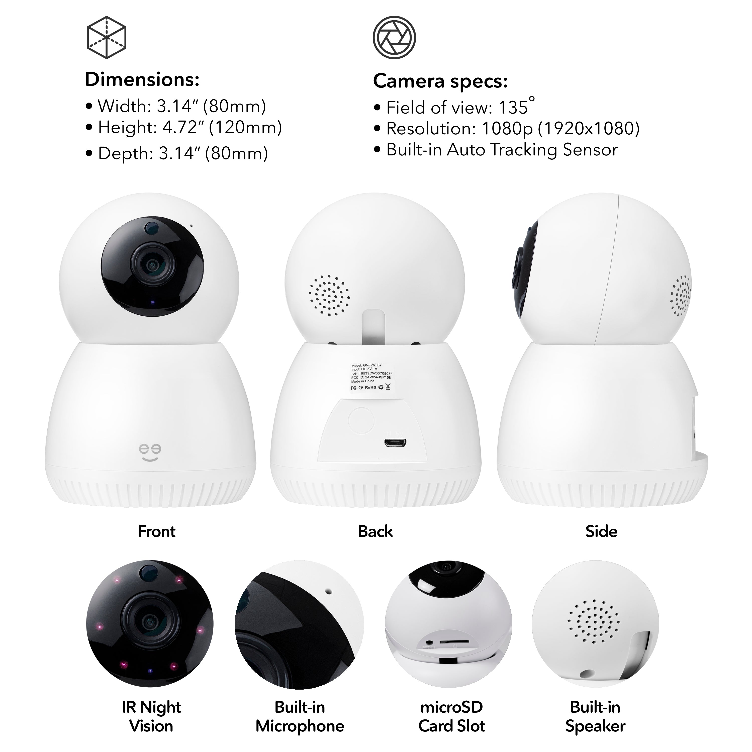 Geeni Scope 1080p Auto Tracking Security Camera for Home & Office - Smart Motion Detection, Night Vision, 2-Way Audio - Perfect for Baby Monitoring, Pet Watching, and Home Surveillance