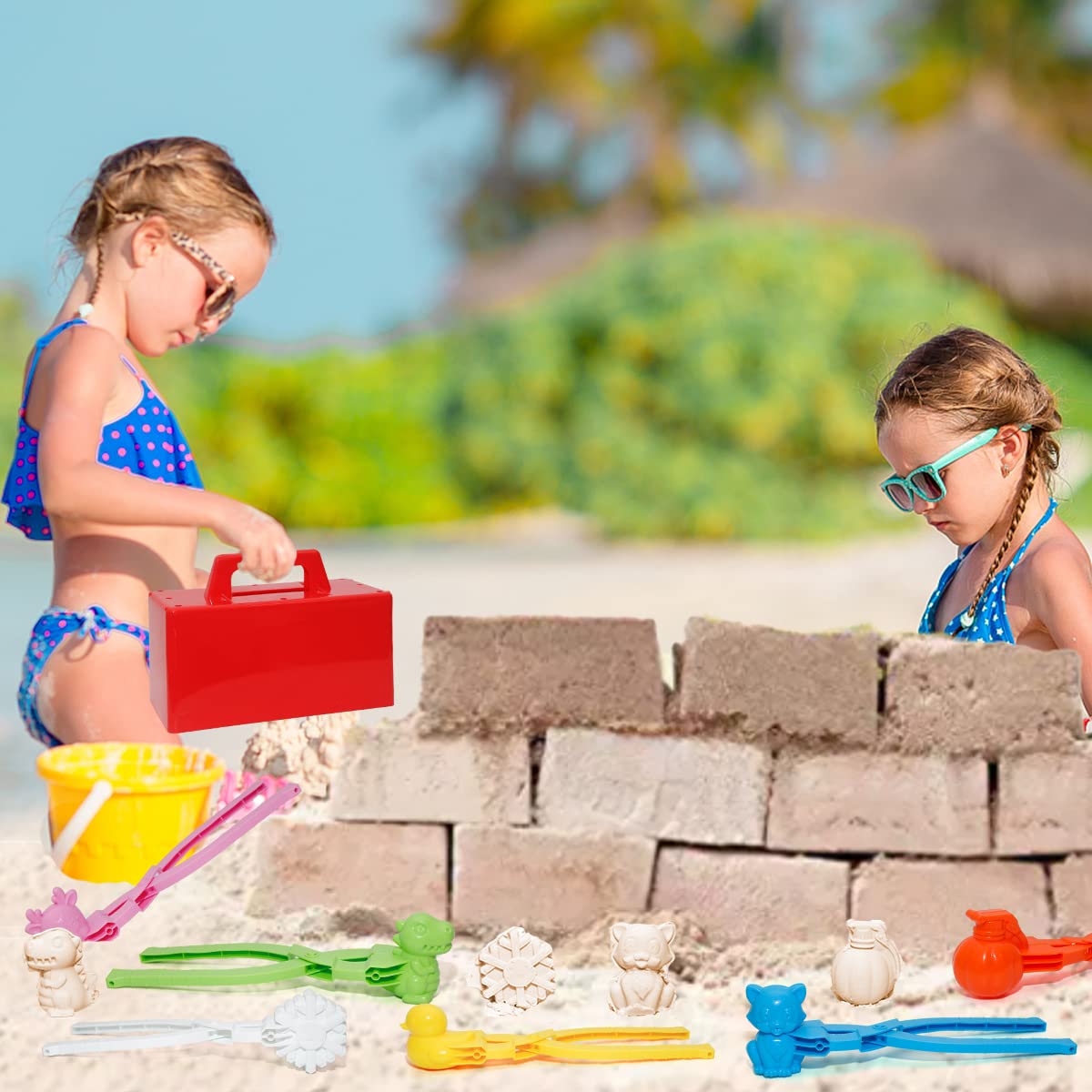 Holady Snow Fort Building Blocks & Sand Castle Mold Kit - 9-Piece Outdoor Winter & Summer Toys for Kids | Perfect for Snow Play, Beach Activities & Backyard Fun
