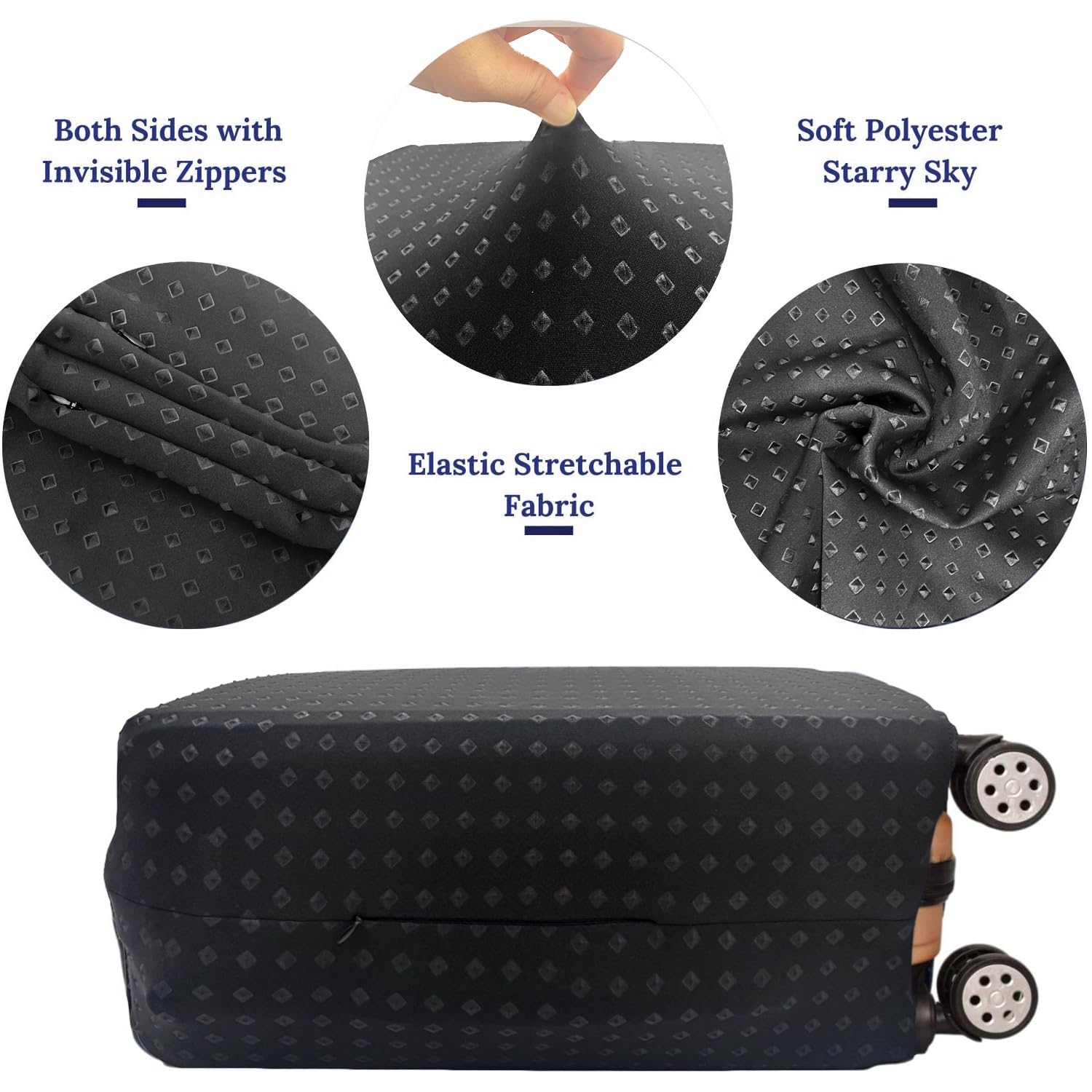 Durable Elastic Spandex Luggage Cover for 22-24 Inch Suitcases - Washable Travel Protector in Black | Perfect for Airplane, Train & Bus Trips