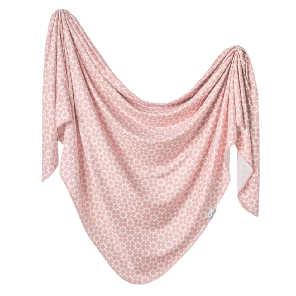 Copper Pearl Knit Swaddle Blanket - Soft Baby Wrap for Newborns & Infants - Perfect for Swaddling, Nursing & Stroller Use - Star Pattern