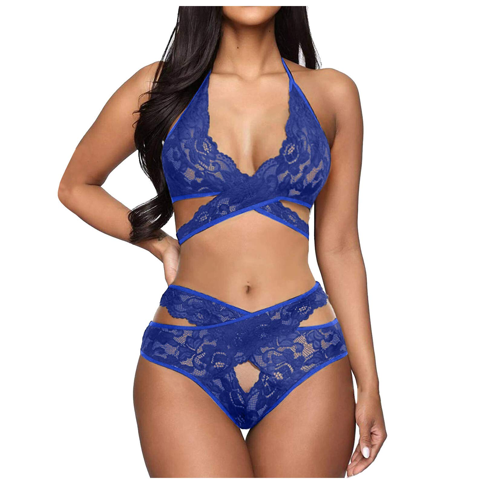 Plus Size Sexy Lingerie for Women - Deep V Halter See-Through Corset Bodysuit for Valentine's Day & Romantic Nights | Perfect for Boudoir Photography, Anniversary Gifts & Special Occasions