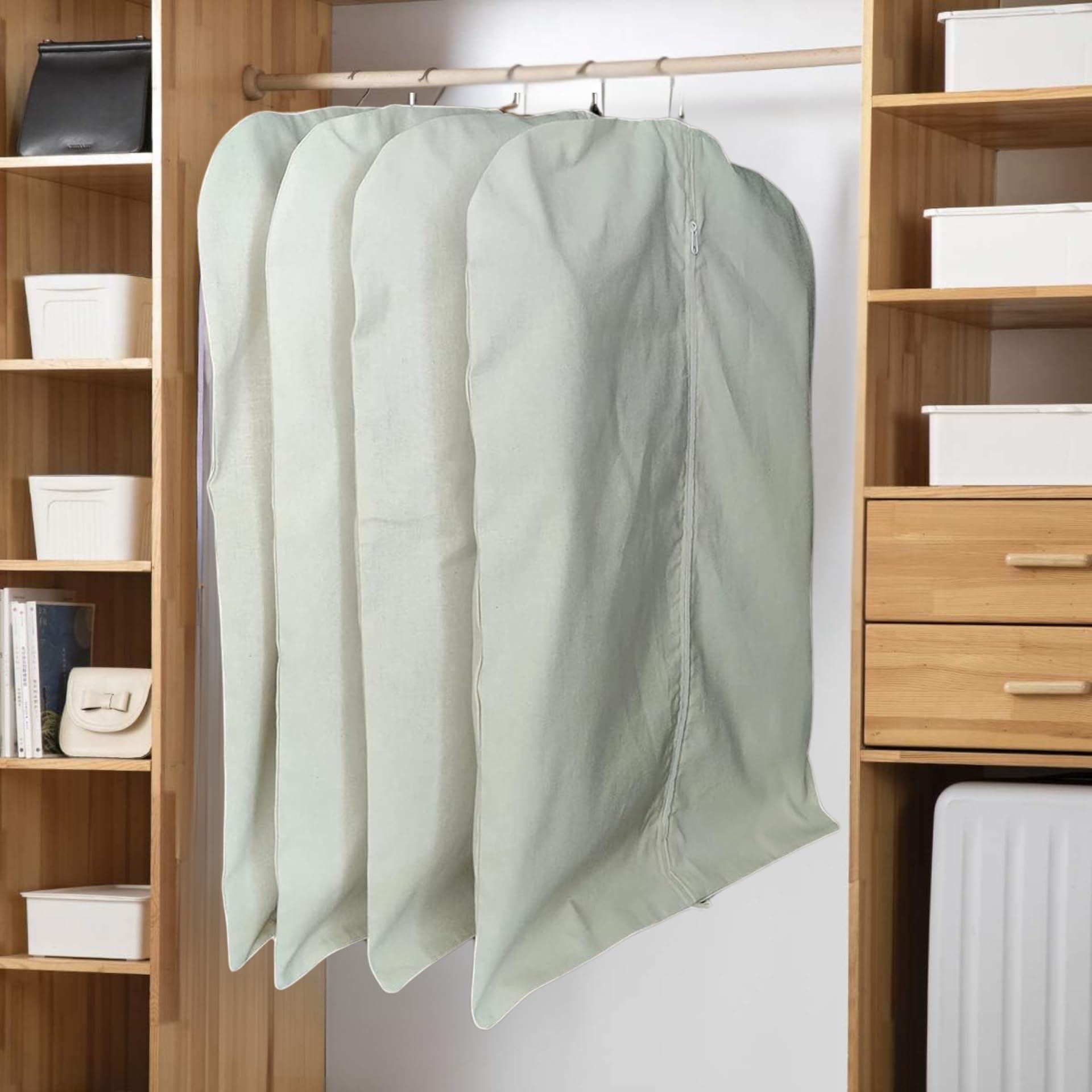 Premium Organic Linen Garment Bag - Eco-Friendly Travel Suit Cover with Full Zipper for Coats, Dresses & Closet Storage | Carbon Neutral Certified (24