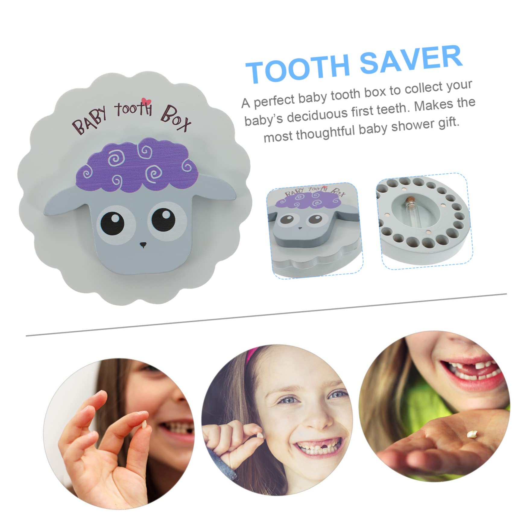 Amosfun 4pcs Wooden Tooth Storage Box - Baby Teeth Keepsake Holder, First Tooth Container, Blue - Perfect for Baby Memory Boxes, Tooth Fairy Gifts & Dental Souvenirs
