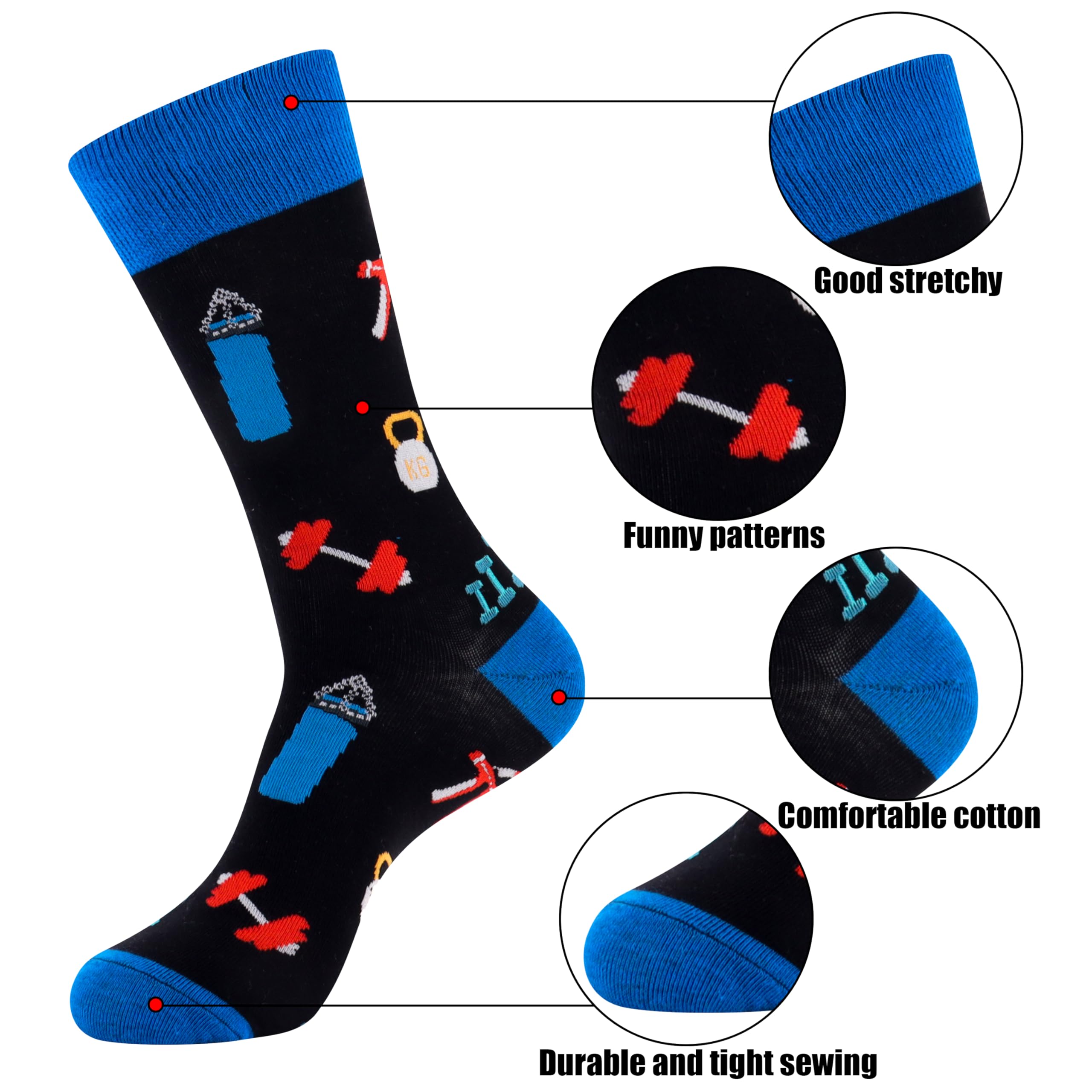 Funny Novelty Socks for Men - Cotton Crew Dress Socks with Humorous Designs - Perfect Gift for Him - Great for Office, Parties & Everyday Wear