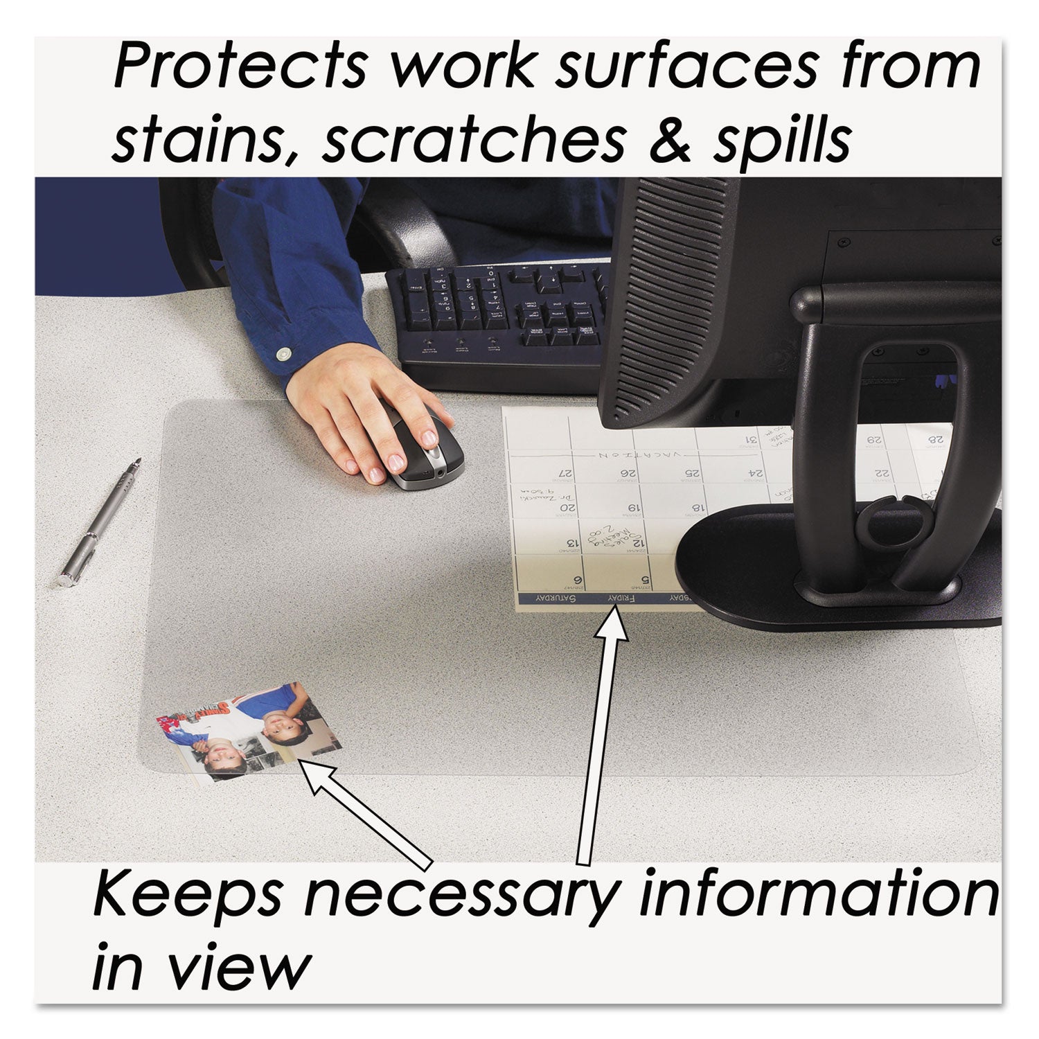Artistic® KrystalView Clear Desk Pad - 22 x 17 Inches, Antimicrobial Protection, Glossy Finish for Office & Home Workspace - Perfect for Writing, Keyboard Protection & Desk Organization