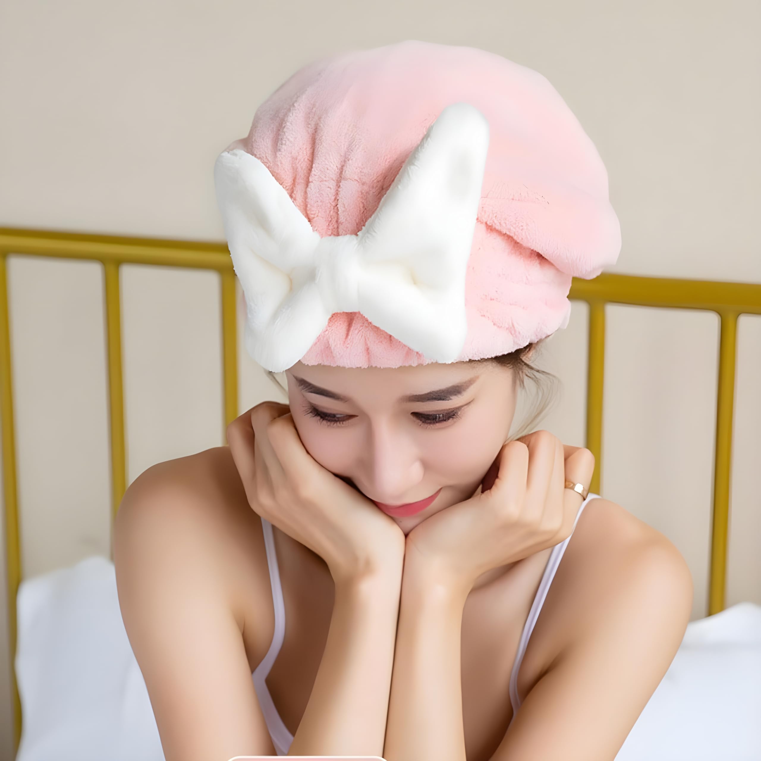 Microfiber Hair Towel Wrap for Women - Quick Drying Hair Turban with Bow Knot | Soft & Luxurious Head Towel for Wet Hair | Perfect for Post-Shower, Salon Styling & Home Hair Care