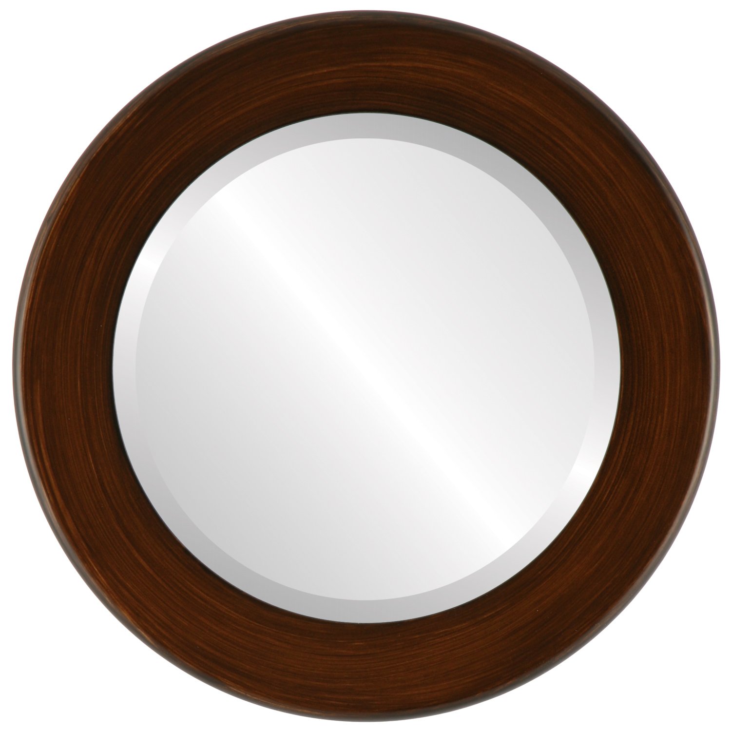 Ovalcrest 22x22 Inch Round Beveled Wall Mirror - Mocha Cafe Style Home Decor - Perfect for Living Room, Bedroom & Entryway Decorations