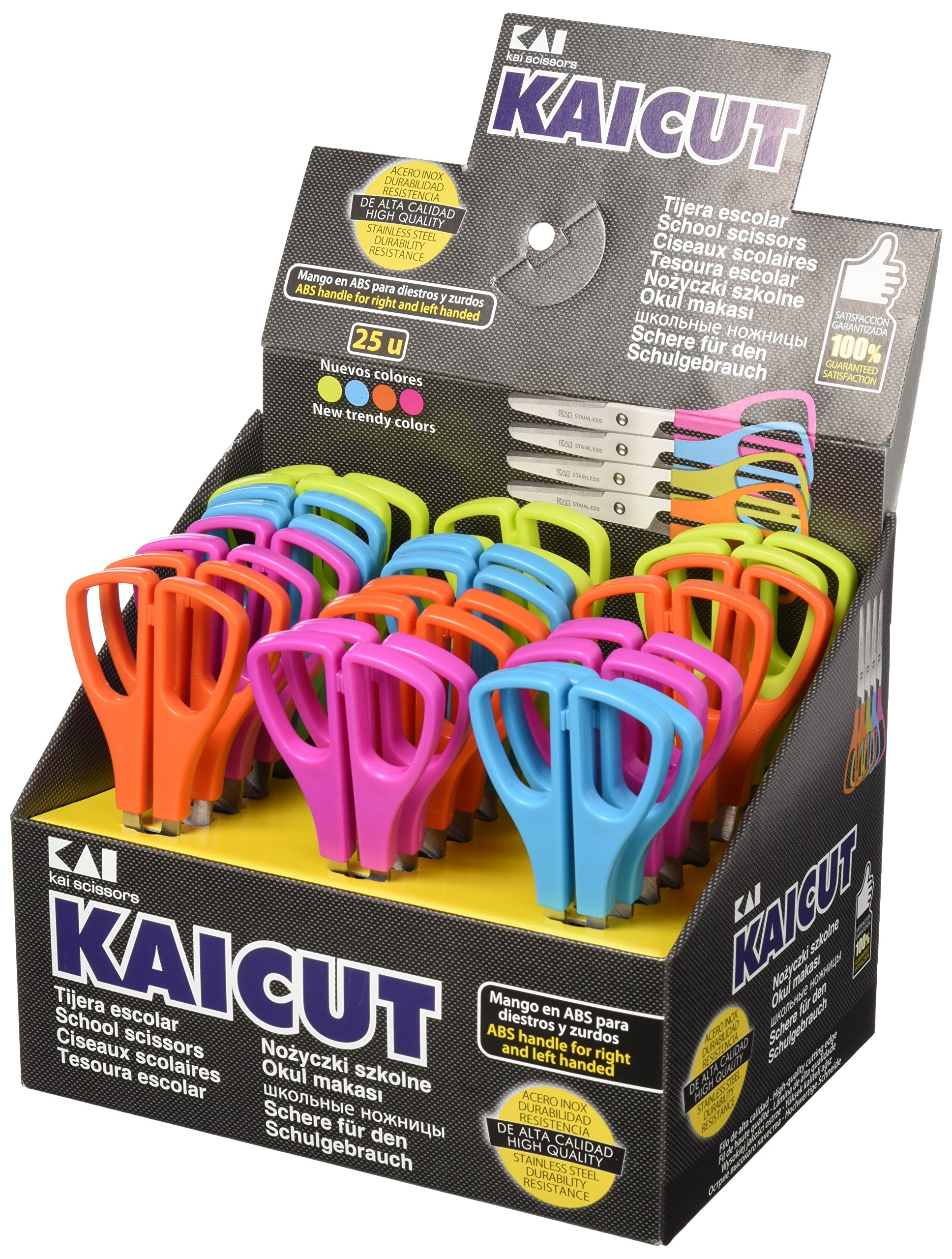Kaicut PT0014 - 25 Pack School Scissors for Kids, 13cm Assorted Colors, Safety Blunt Tip, Classroom & Craft Supplies for Students, Teachers, Office & Home Use