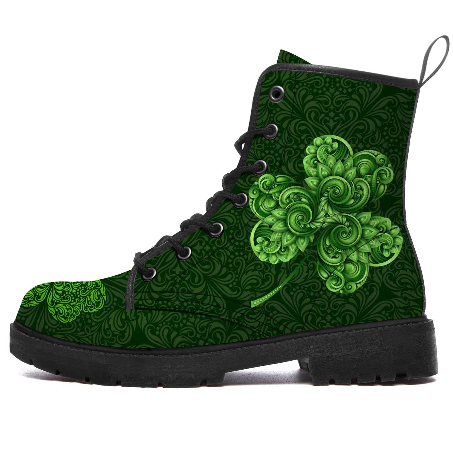 Shamrock Boots for Women & Men - Combat Work Boots, Vegan Leather Ankle Booties, Waterproof Shoes - Perfect for St. Patrick's Day, Outdoor Work & Casual Wear