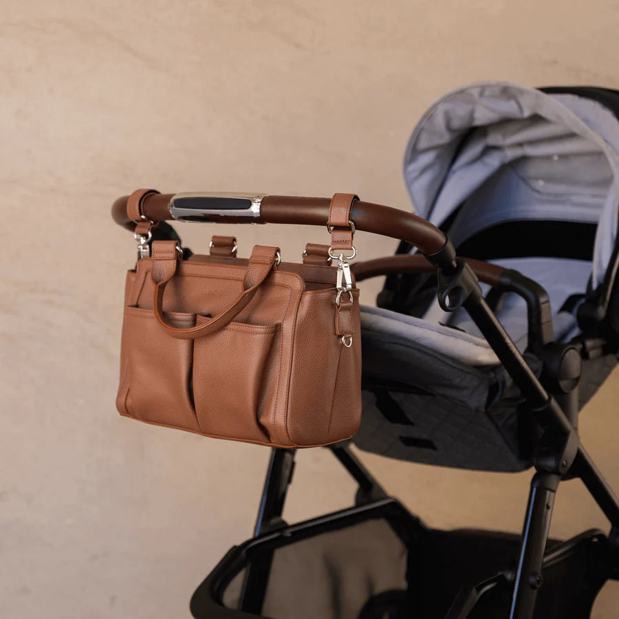 Vanchi Amelia Convertible Diaper Bag & Stroller Organizer - Pebbled Tan | Perfect for Baby Essentials, Travel & On-the-Go Parents