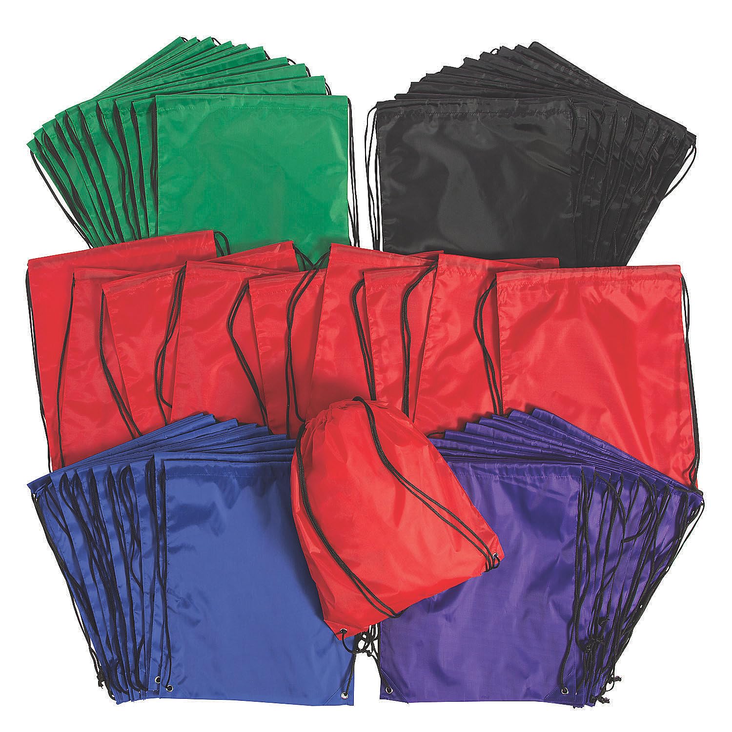 Fun Express 50-Piece Drawstring Bag Assortment - Bulk Cotton Party Favors & Gift Bags for Birthdays, Weddings & School Events - Apparel Accessories (Multi-Color)