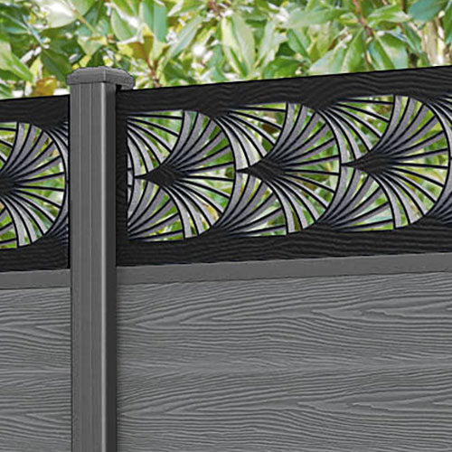 Classic Laurel Fence Panel - Mid Grey Aluminum Privacy Fence with Durable Posts for Backyard, Garden, and Patio Security