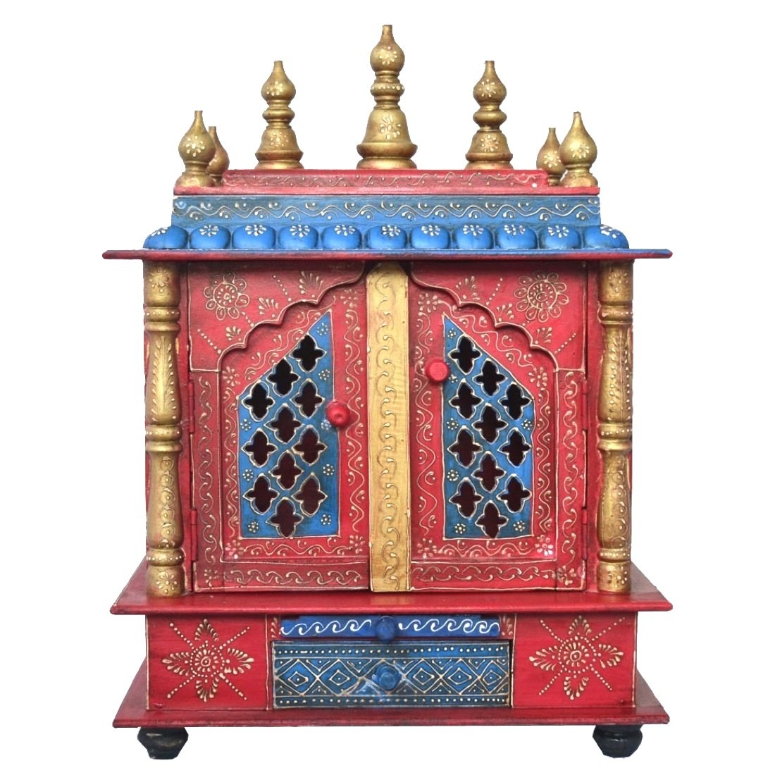 Handcrafted Wooden Home Temple - Pooja Mandir & Mandap for Hindu Worship | Premium Home Altar for Daily Prayers & Spiritual Decor | Perfect for Living Room, Bedroom, or Meditation Space