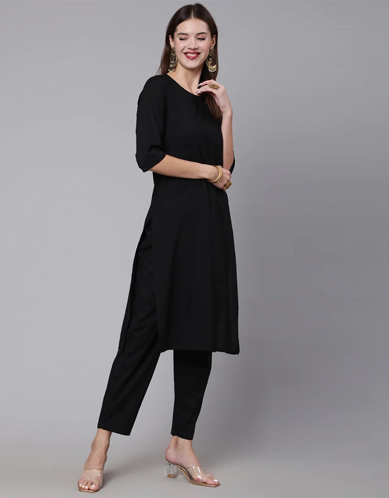Black Pure Cotton Pant Suit for Women - Comfortable & Stylish Office Wear - Perfect for Business Meetings, Work Attire & Professional Events