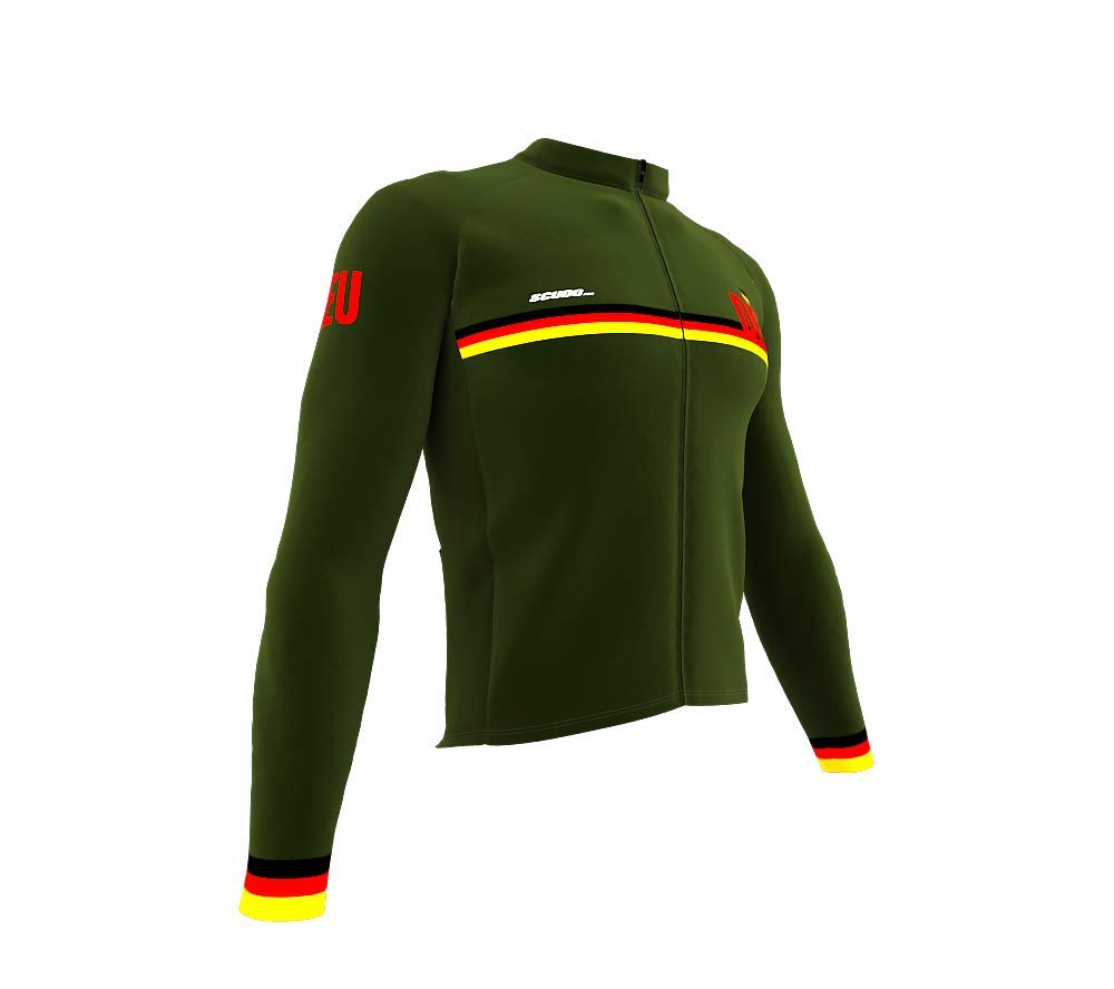ScudoPro Pro Thermal Long Sleeve Cycling Jersey for Men - Winter Bike Riding Gear - Germany Country Code - Perfect for Cold Weather Cycling & Outdoor Sports