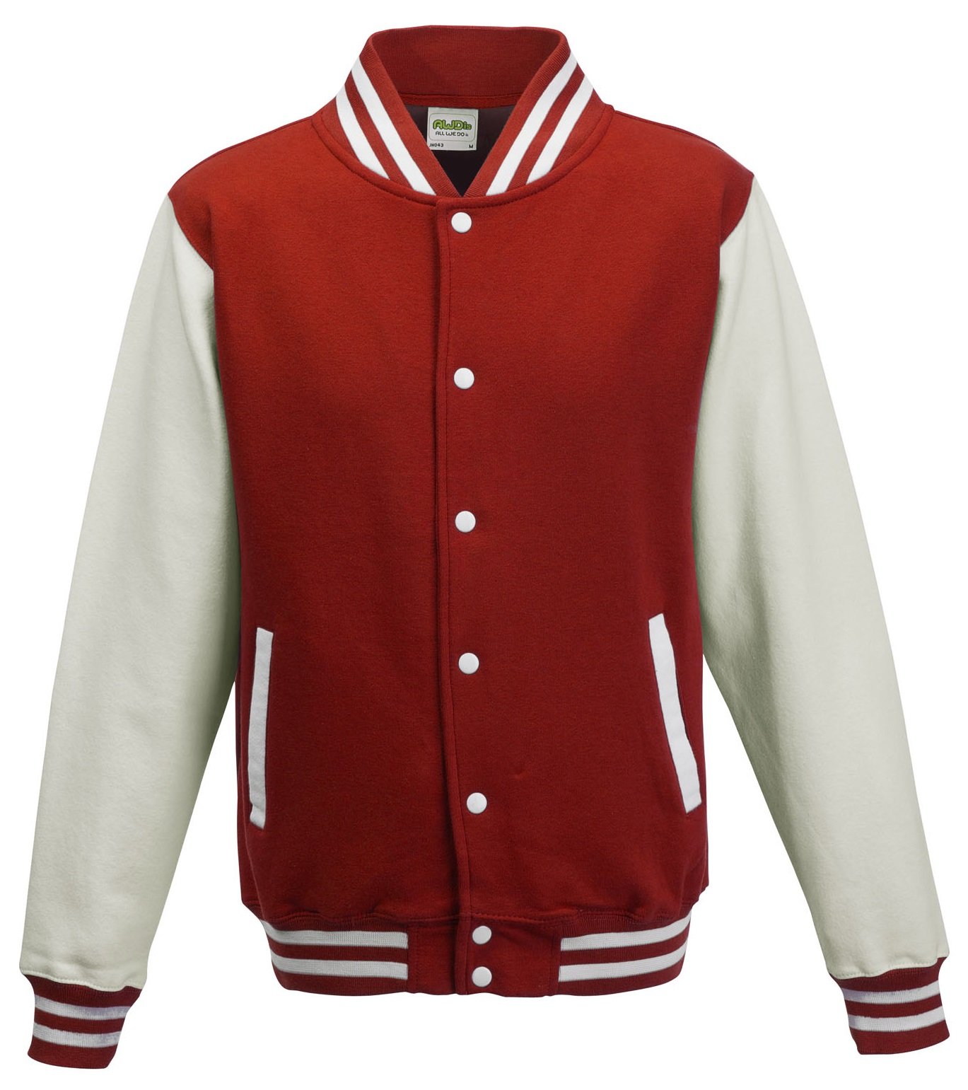 Varsity Jacket Fire Red & White - Stylish Letterman Jacket for Men & Women - Perfect for School, Sports, and Casual Outfits