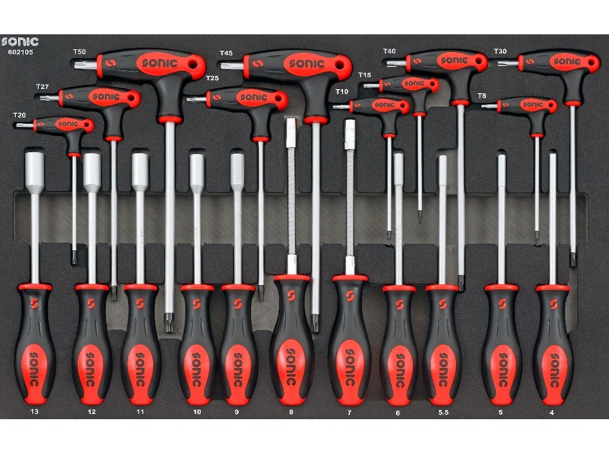 21-Piece Sonic Foam System Socket Screwdriver Set with Hex & Grip Keys - Medium (26) - Perfect for Automotive Repairs, DIY Projects & Home Maintenance
