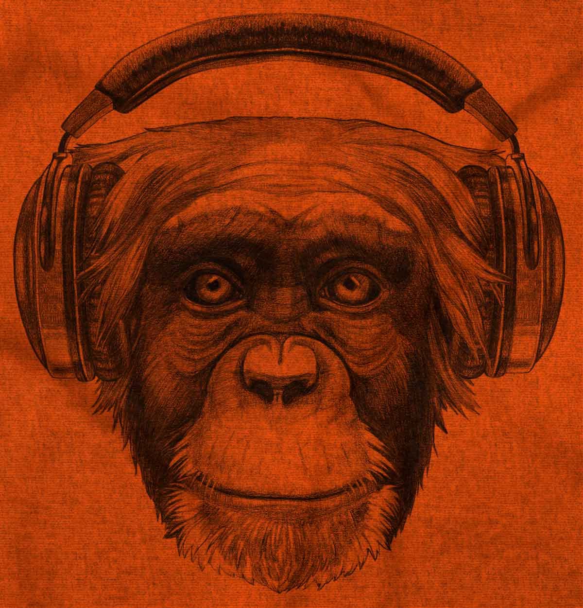 Smile Monkey Headphones Hipster Graphic T-Shirt for Men & Women - Funny Casual Wear for Music Lovers & Street Style