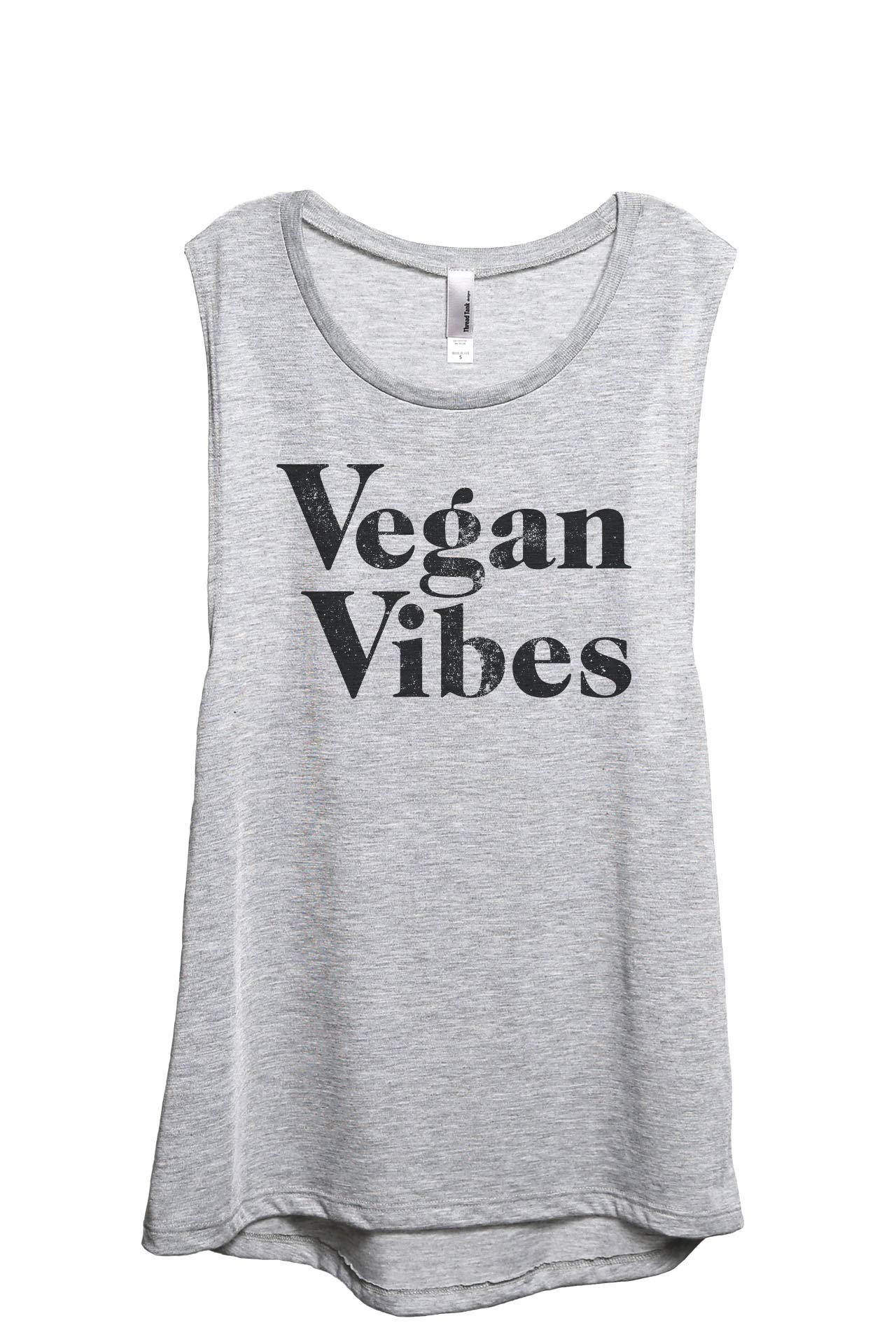 Vegan Vibes Women's Fashion Sleeveless Muscle Tank Top Tee - Workout, Yoga & Summer Casual Wear