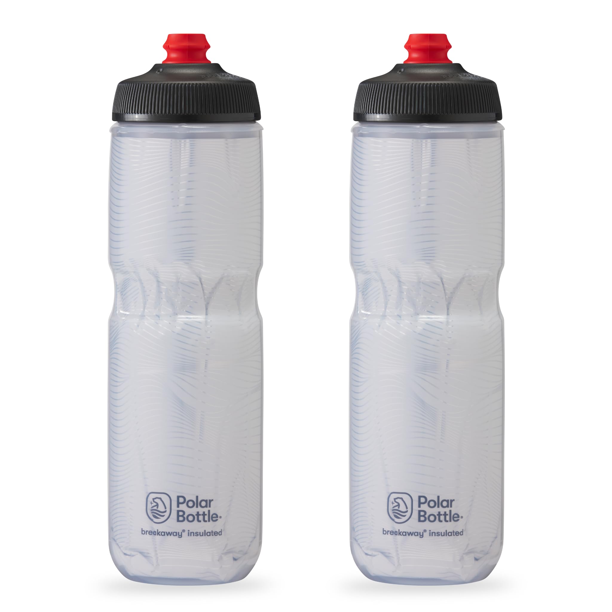 Polar Bottle Breakaway Insulated Water Bottle - BPA Free, 24 oz Cycling & Sports Squeeze Bottle (Jersey Knit - White) - 2 Pack - Perfect for Biking, Running, Gym & Outdoor Activities