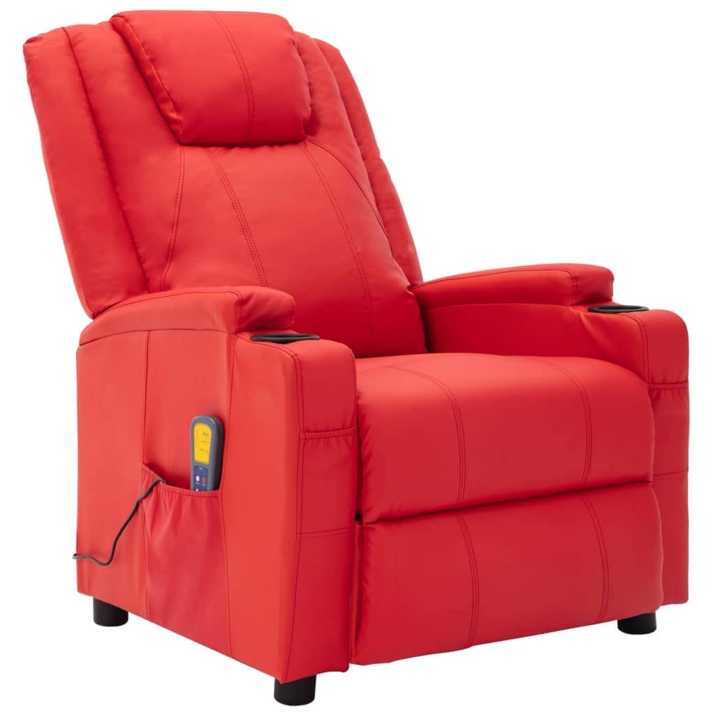 WELLIKEA Red Faux Leather Massage Recliner Chair - Electric Power Lift Reclining Sofa for Living Room, Home Theater & Office Relaxation