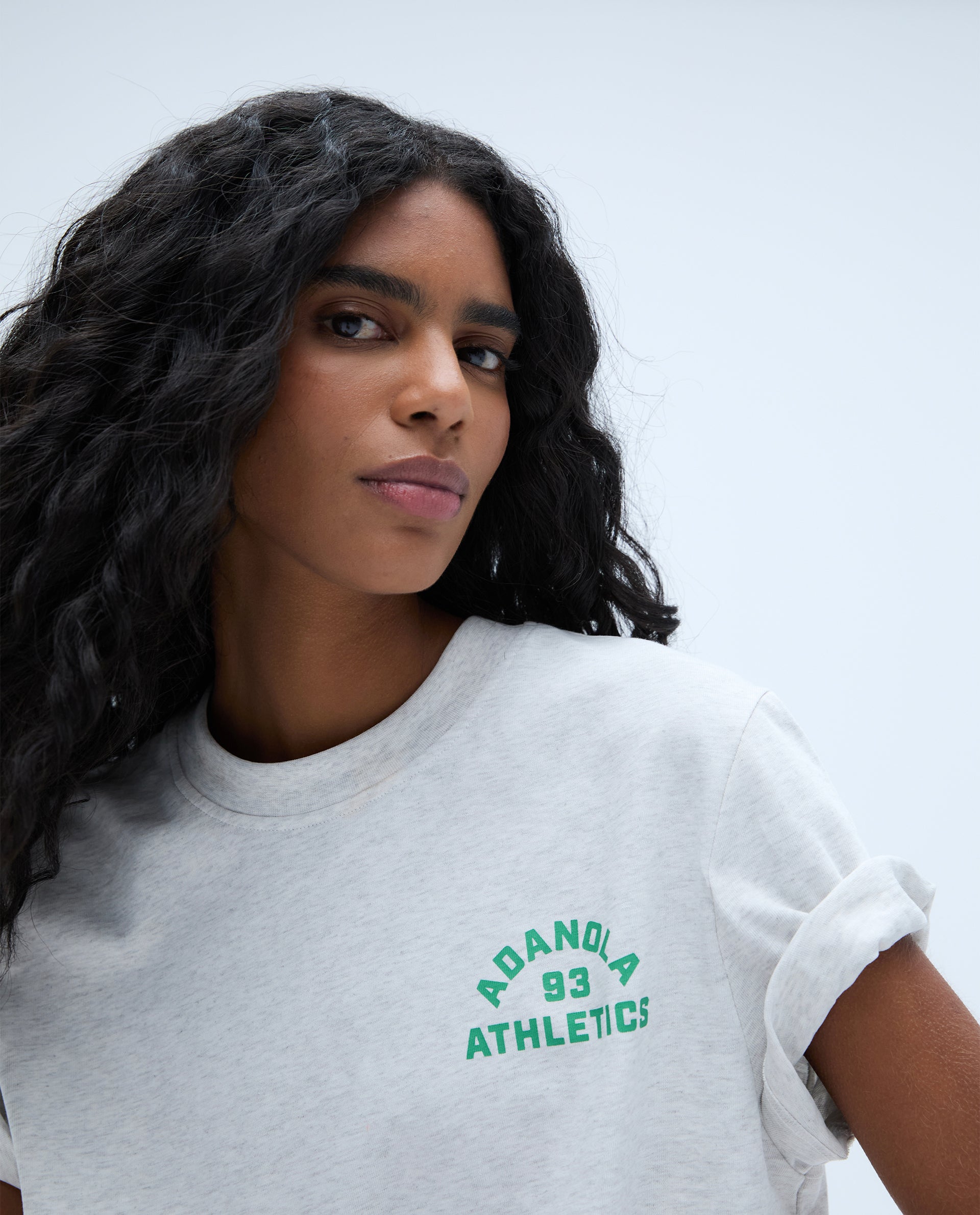 Oversized Short Sleeve Campus T-Shirt for Women - Light Grey Melange & Jade Green | Casual Streetwear, Loungewear, Summer Outfits